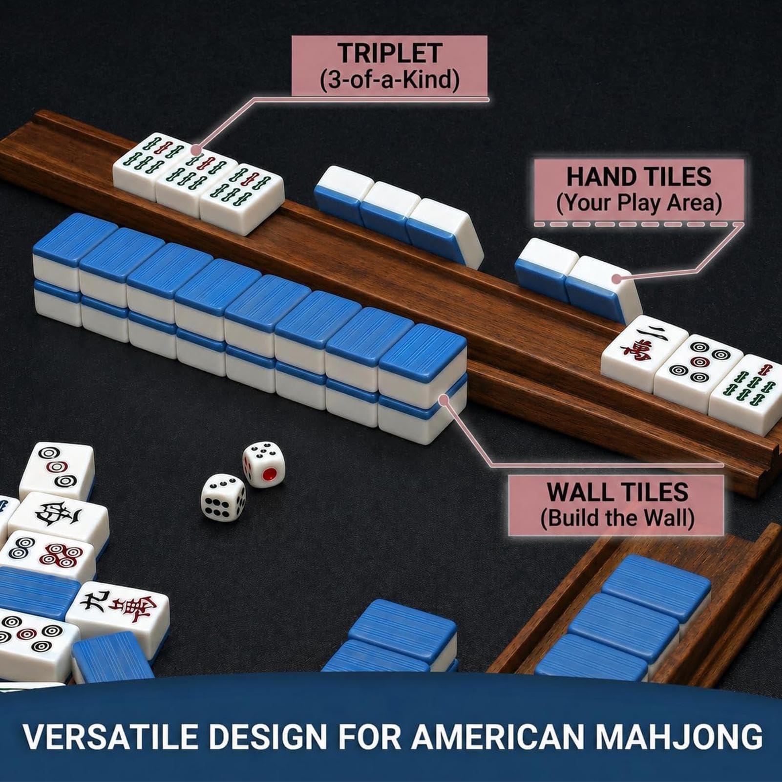 Mahjong-Ständer aus Holz Tischspiel-Zubehör | Magnetische Mahjong-Schieber und Holz-Ständer Für Domino-Steine Für Zuhause, Partys & Reisen, Clubs, Festivitäten, Männer