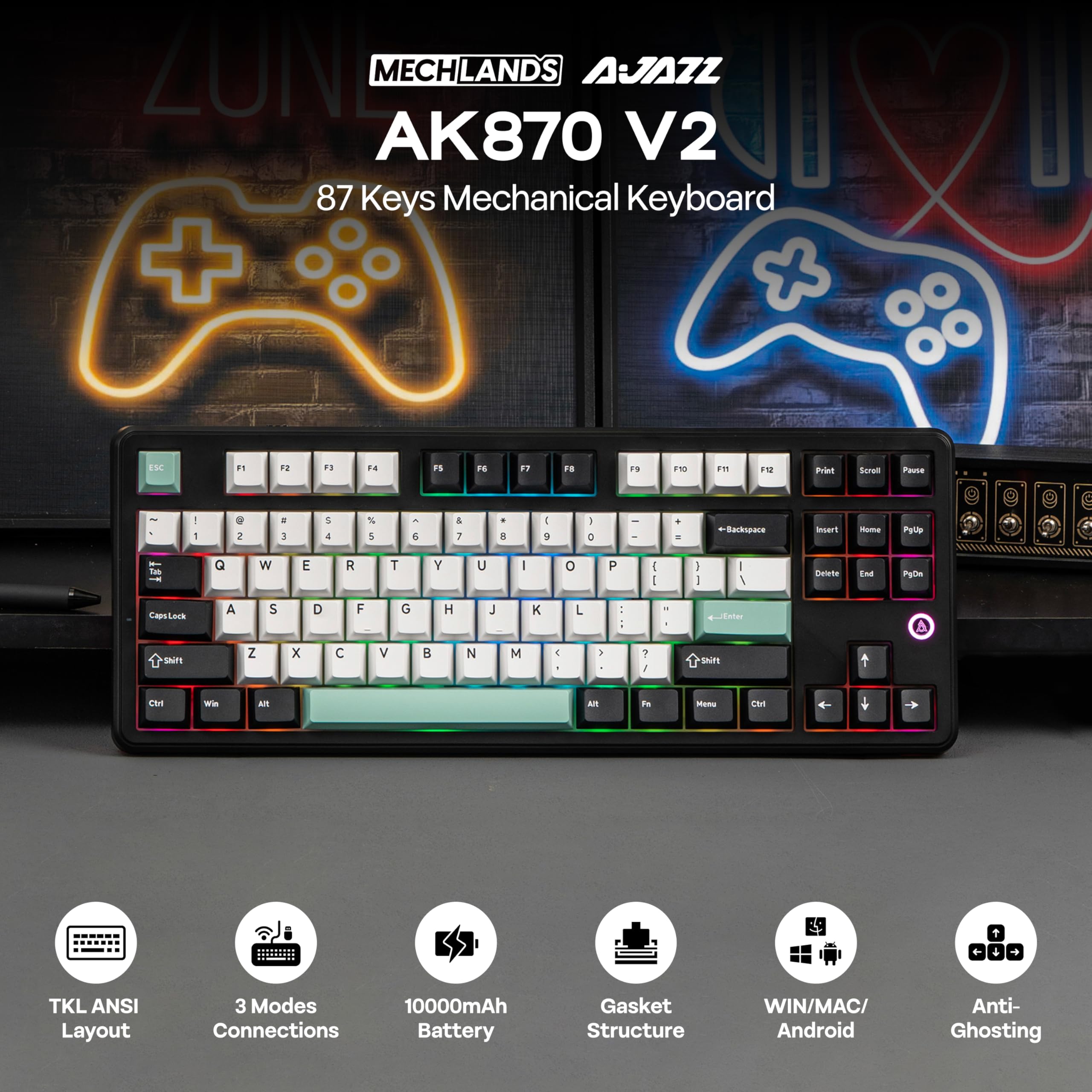 Amazon.com: MechLands AJAZZ AK870 V2 TKL Gasket Mechanical
