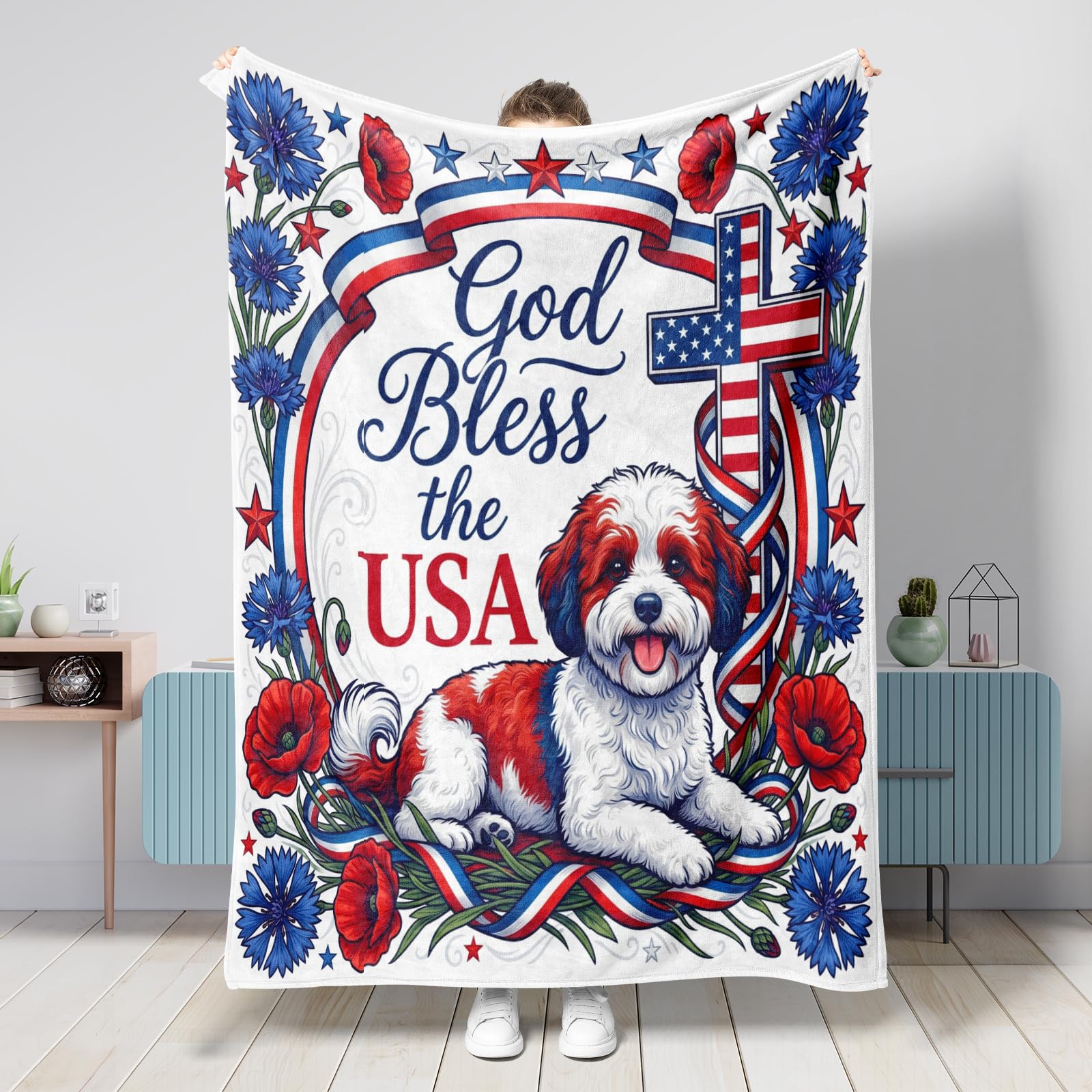Couverture flanelle motif bichon frisé plaid chaud canapé lit