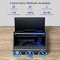 Vista 2 de Caja de seguridad para armas, caja de seguridad biométrica para pistolas de mano, caja de seguridad para pistolas con teclado retroiluminado