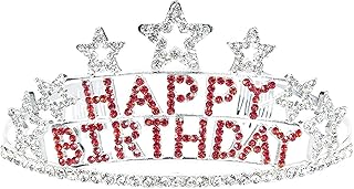 Rhinestone Birthday Tiara - Decorative Birthday Headband For Women, Happy Birthday, Star-Shaped Princess Crown - 5.1 x 2.6...