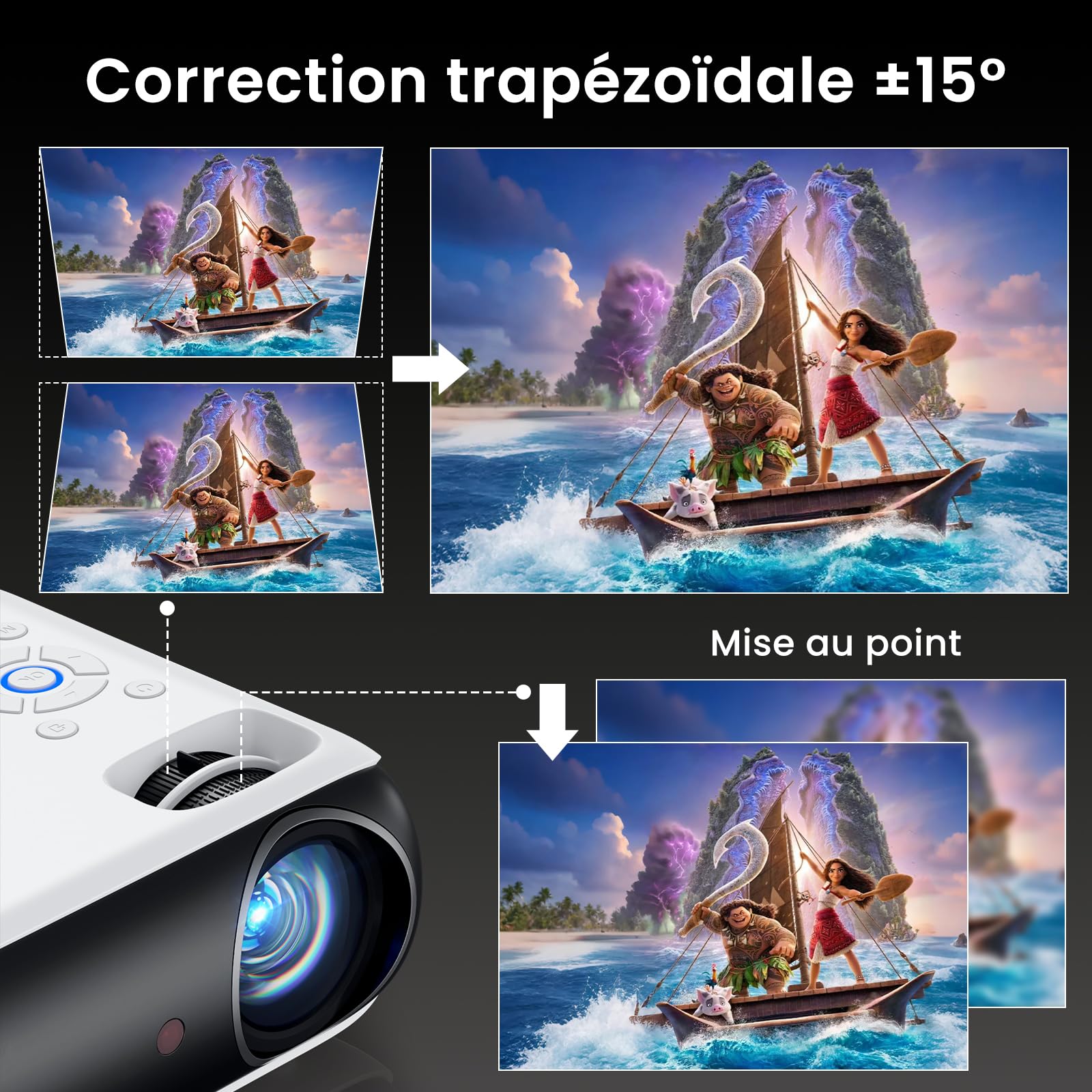 HOPVISION Videoprojecteur 4K Supporté 1080P Natif Full HD Bluetooth Home Cinéma Portable