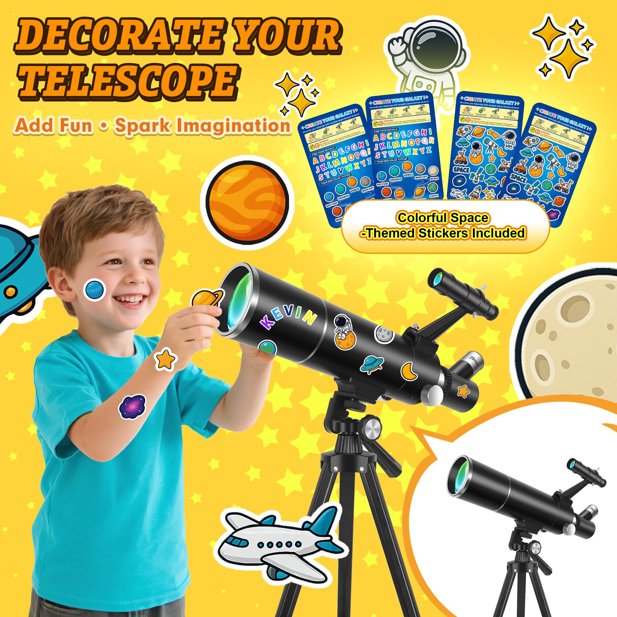 Télescope Astronomique pour Adultes et Enfants, 80/500mm Réfracteur Portable Télescope professionnel pour Débutants avec Trépied, Adaptateur Téléphone – Idéal pour Observer la Lune et Nature