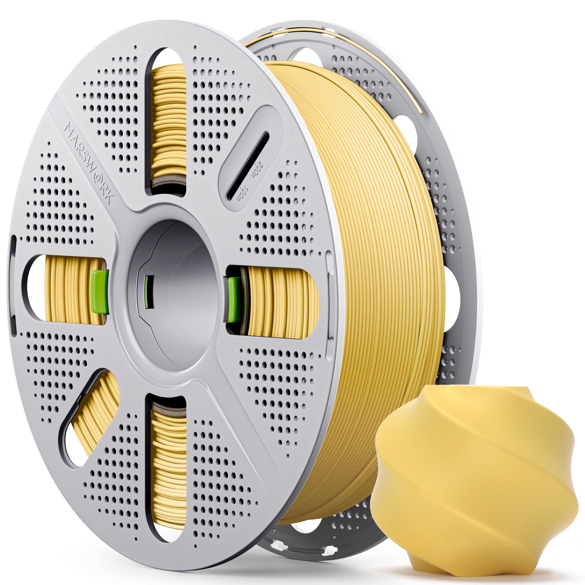 Matte PLA Filament with Quick-Swap Reusable Spool 1kg (2.2lbs), 1.75mm 3D Printing Filament, Compatible with Bambu Lab 3D Printers – Lemon Yellow