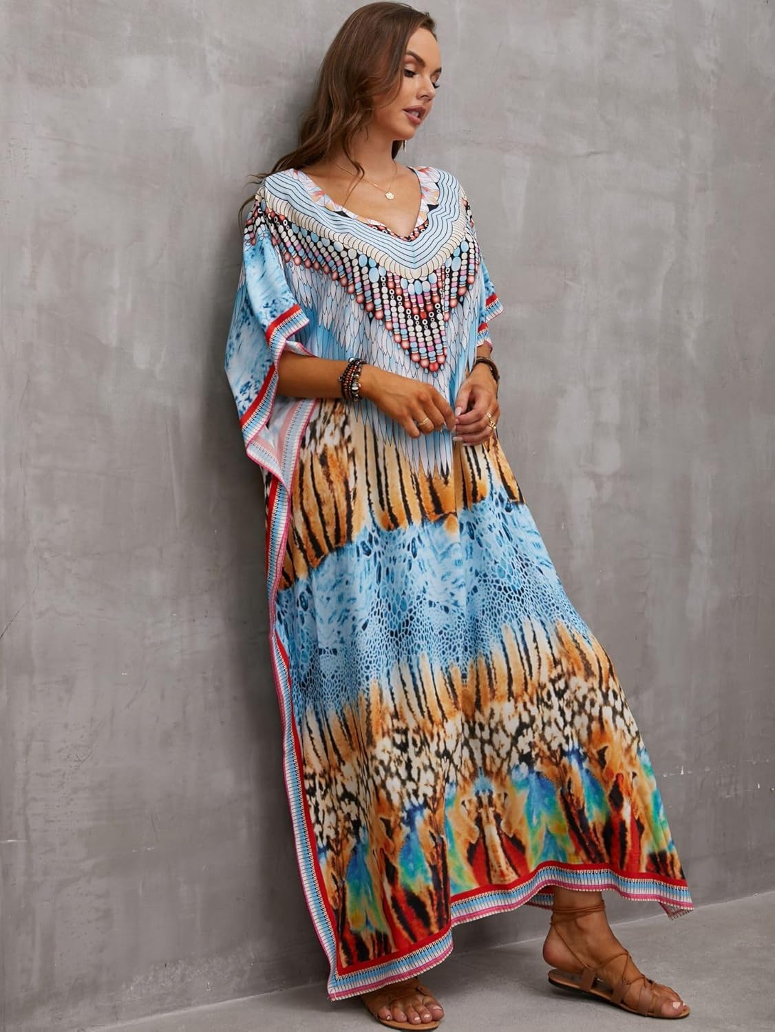 Kaftan Dresses for Women Plus Size Bathing Suit Cover up Caftan Maxi Beach Dresses - Image 3