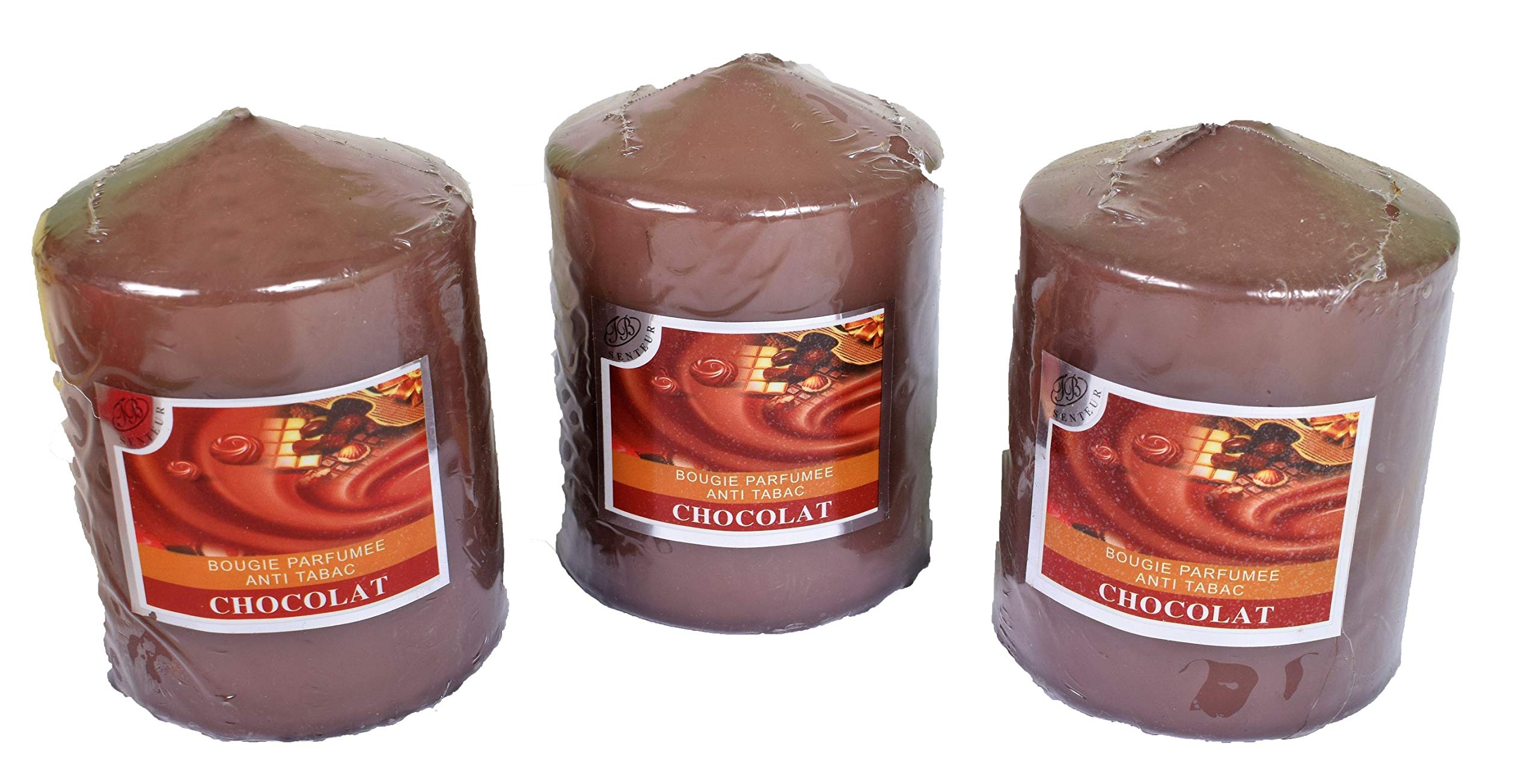 Velas votivas decorativas perfumadas antitabaco Chocolate 7,5x10 cm 40 h Lote 3
