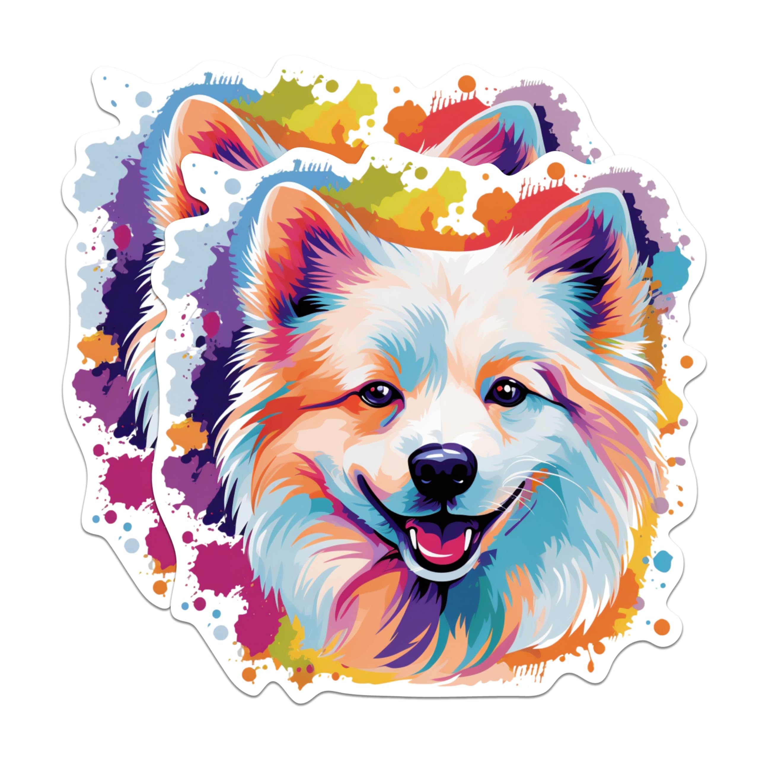 (2 Pack) American Eskimo Dog Stickers - 5 Inches On Longest Side - Choose from Over 100 Dog Breeds - for Cars, Trucks, Skateboards, Laptops - Made in USA - BMCS1753