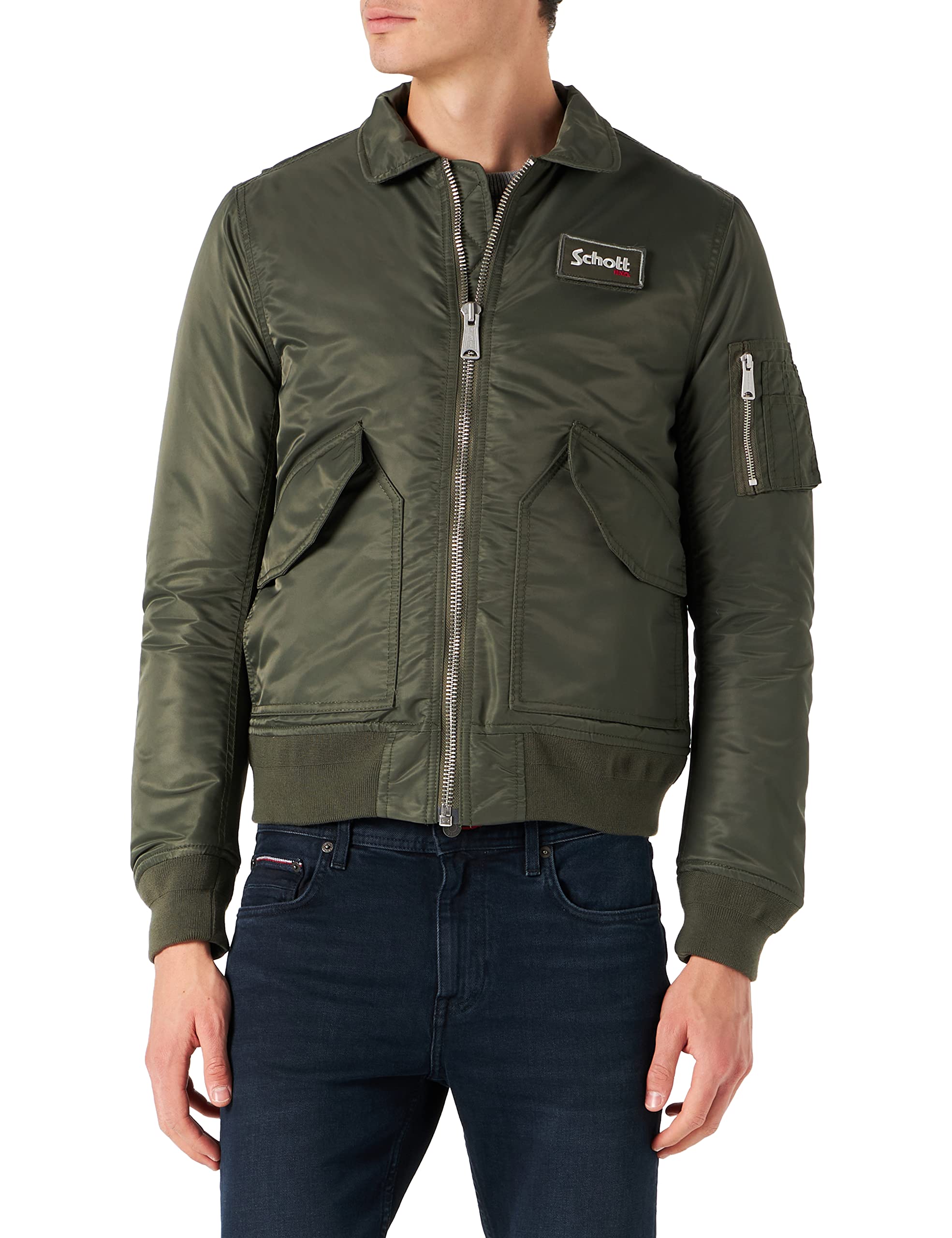 Schott NYC Unisex Bombers, Sage Khaki, XXL