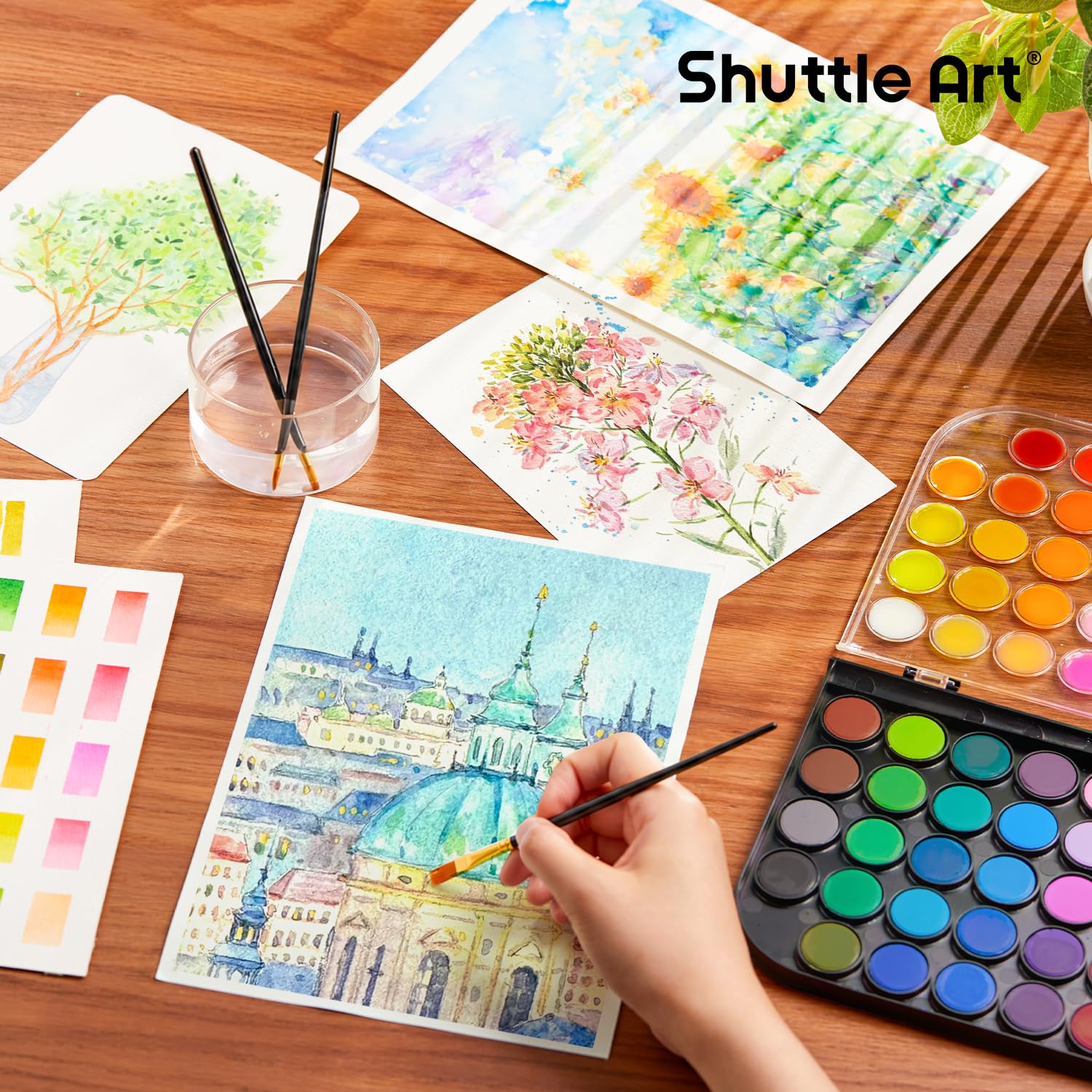 Amazon | Shuttle Art 固体水彩 固形水彩 絵具セット パレット プチ