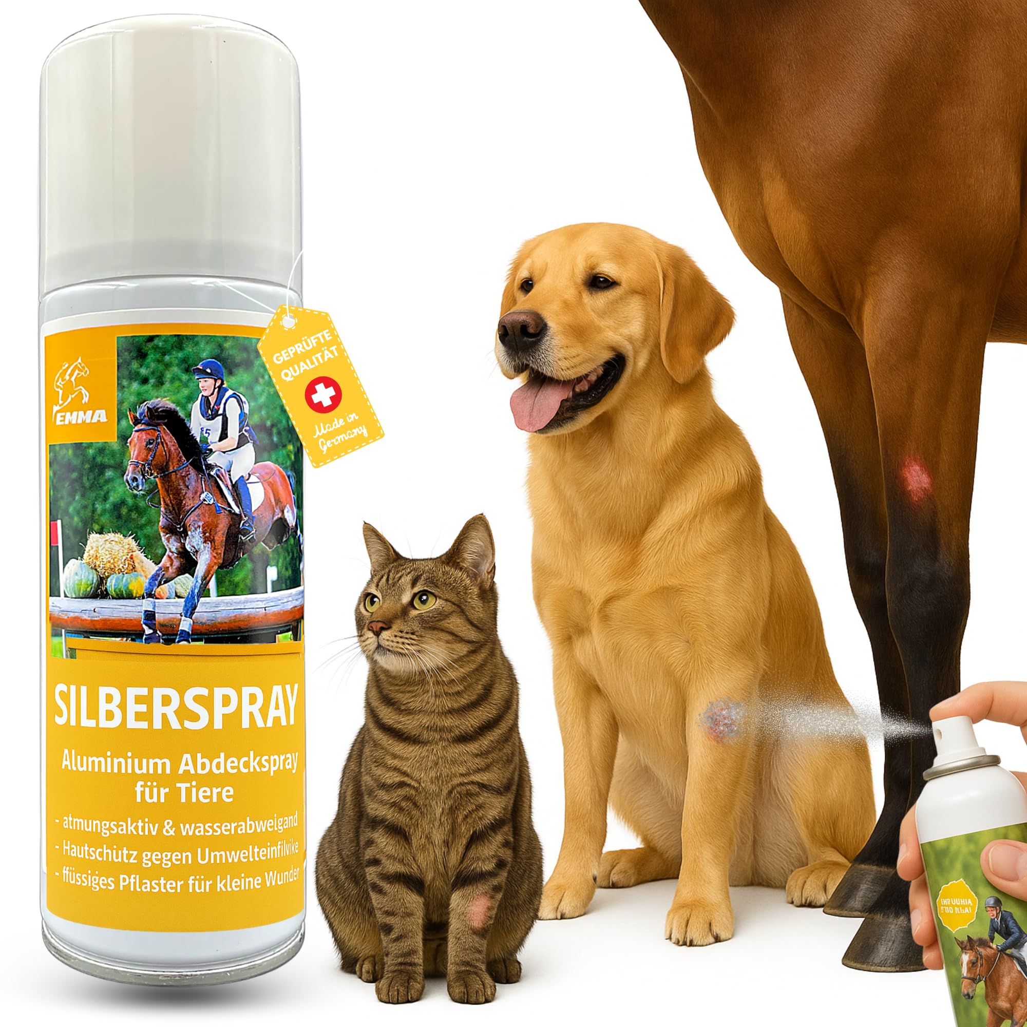 EMMA® Alu Spray for horses & dogs I Wound spray wound dressing immediate protection I optimal wound care I breathable 200ml