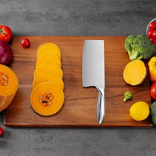 Vista 18 de WELLSTAR Cuchillo de carnicero para carne de arcoíris, cuchillo de carnicero chino iridiscente de 7 pulgadas, cuchillo de cocina alemán súper