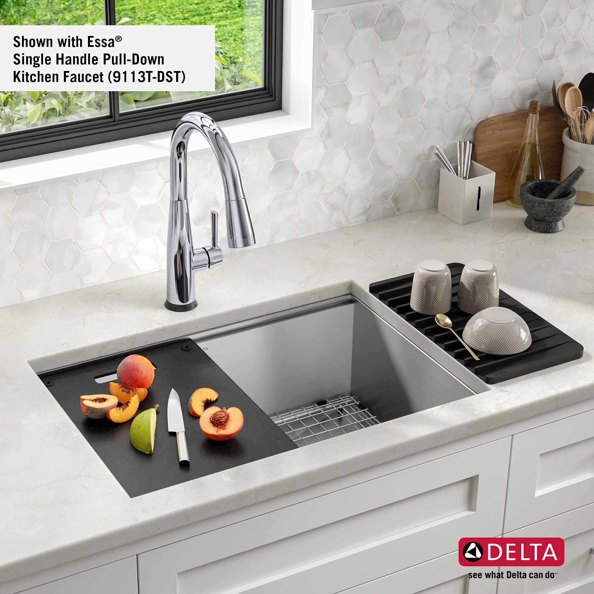 Snapklik.com : DELTA FAUCET Rivet 27-Inch Workstation Kitchen Sink ...