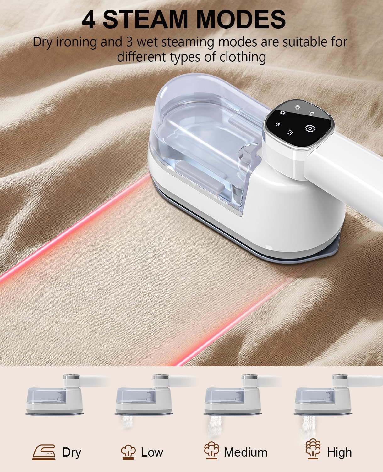 Portable Steamer for Clothes, 1200W 20s Fast Heat Travel Clothes Steamer, 2-in-1 Dry & Wet Foldable Steamer Iron with LCD Screen & 4 Steam Modes, 160ml Water Tank, 120V Wrinkle Remover