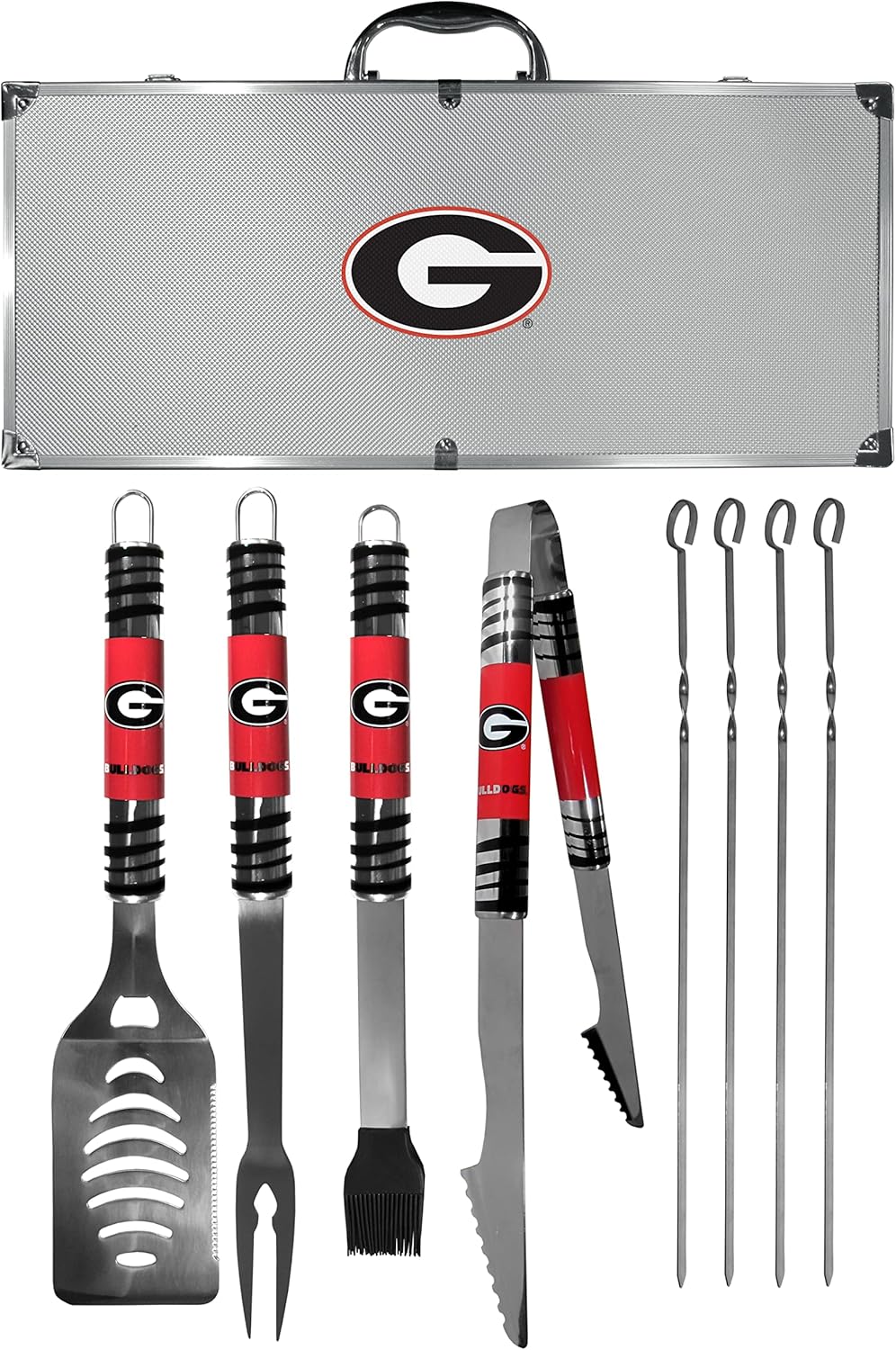NCAA Siskiyou Sports Fan Shop Georgia Bulldogs Steel Tailgater BBQ Set w/Case 8 piece Gray