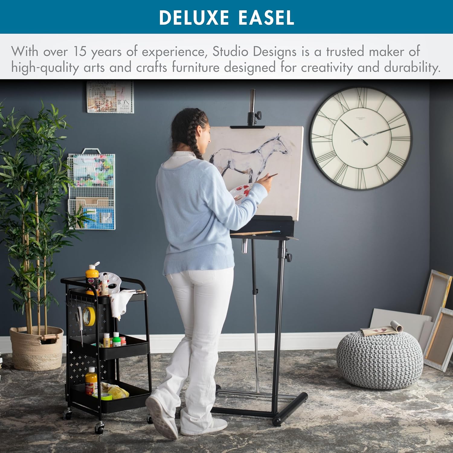 SD STUDIO DESIGNS Deluxe Easel - Black 22.5" W x 23" D x 87.75" H