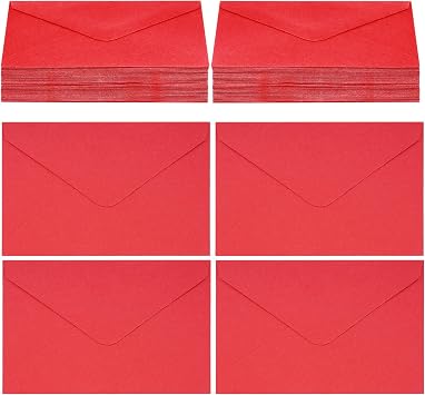 jiebor 60pcs 4 x 6 Envelopes A6 Gift Business Card Envelopes Bulk for Photo Invitation Engagement Wedding Parties Graduations Red