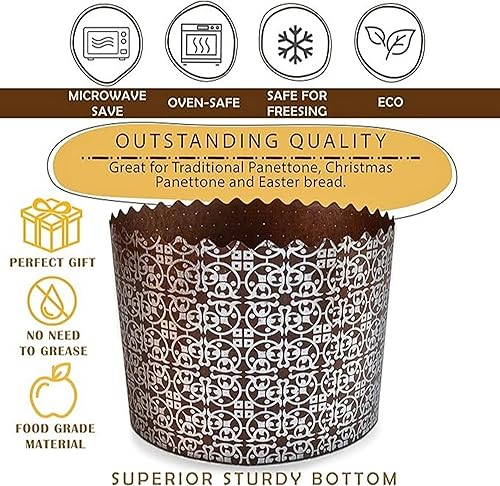 Miniatura 3 de Murales de molde de papel Panettone de 8 onzas, 24 piezas, 3.5 x 3.5 pulgadas de ancho (3.5 in x 3.5 in) de alto, moldes redondos para hornear de