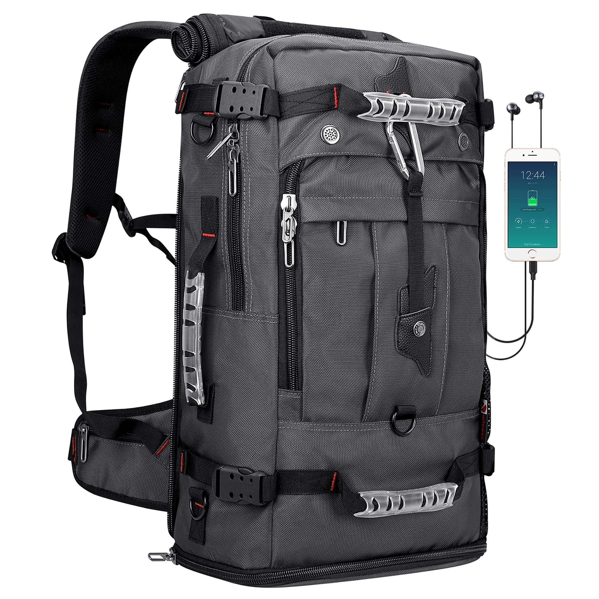 Travel Backpack for Men Convertible Carry On Luggage Backpack fit 17 Inch Laptop for Airplane (B681 Silvery Grey)-image-30