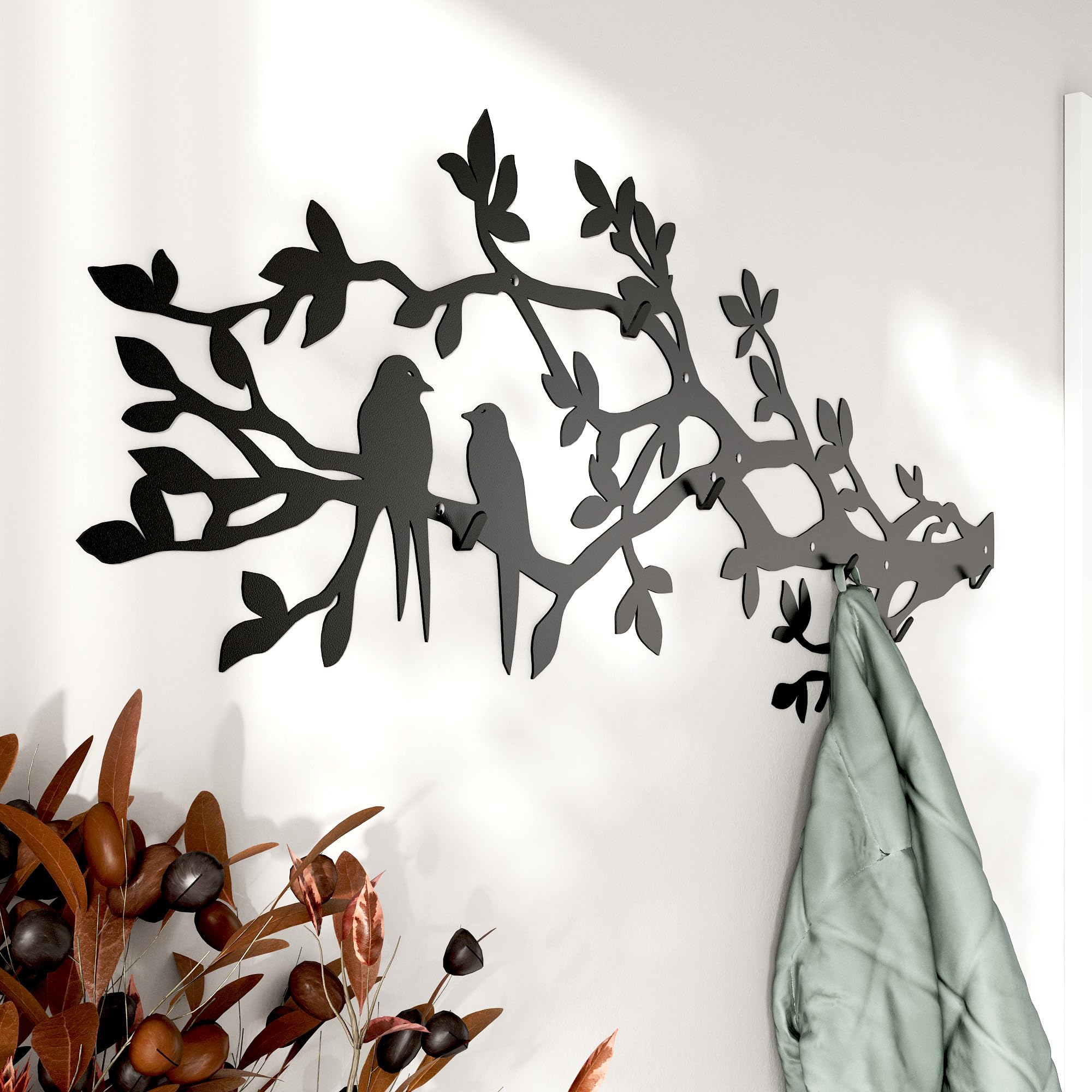 Appendiabiti ingresso moderno | pannello appendiabiti da parete 105x41cm | guardaroba ingresso con 6 ganci muro | appendiabiti da parete moderno | attaccapanni da muro ferro 2mm | appendiabiti albero