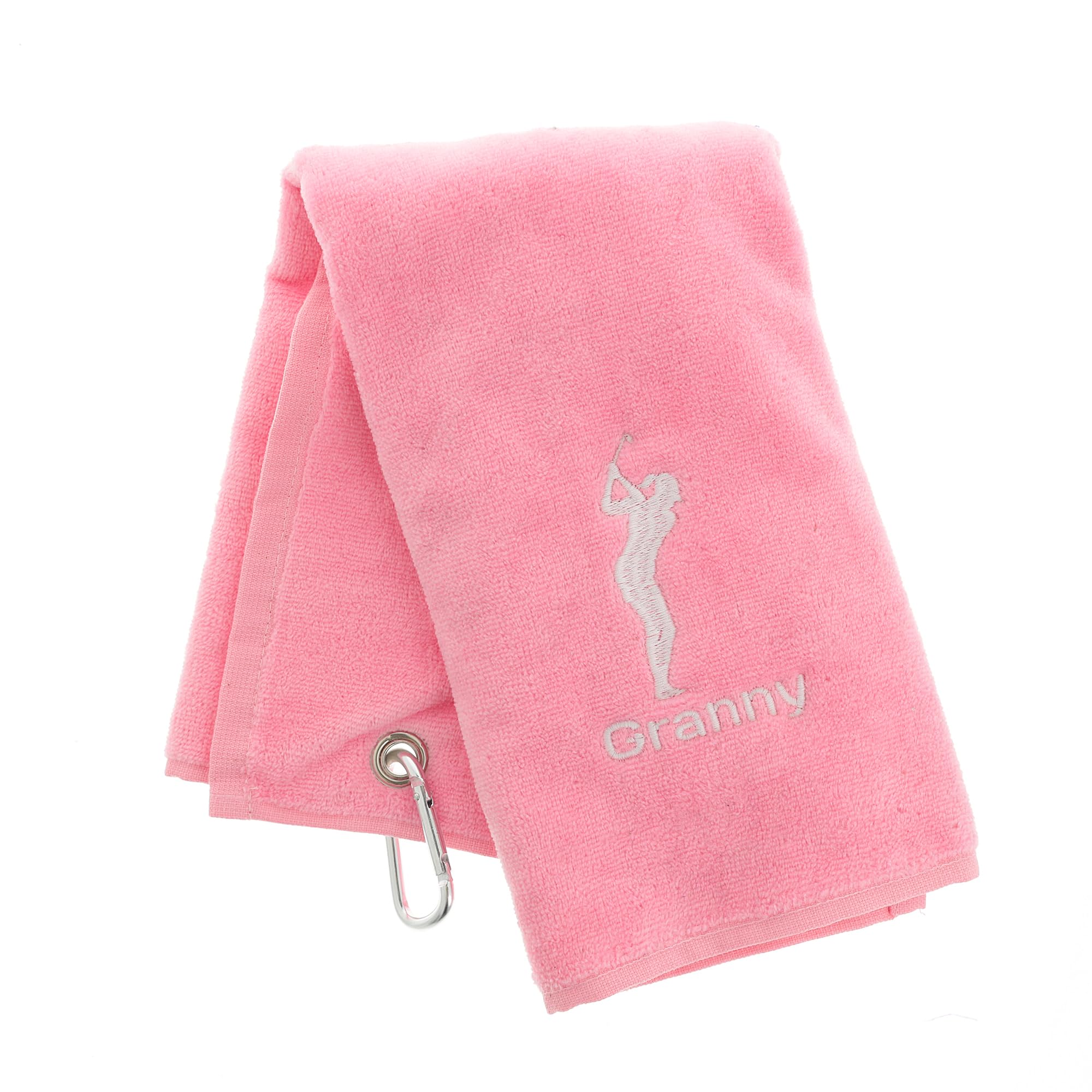 Always Looking Good Personalised Embroidered Golf Towel with Any Name Any Font Luxury Velour 50cm x 40cm Custom Embroidered Golf Towel with Carabiner Clip Gift- Golf Gifts for men and women (Pink)