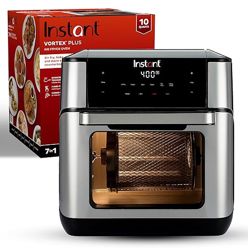 Instant Pot 10QT Air Fryer, 7-in-1 Functions with EvenCrisp Technology that Crisps, Broils, Bakes, Roasts, Dehydrates, Reheats & Rotisseries, Includes over 100 In-App Recipes, Stainless Steel - Stainless Steel - 10QT