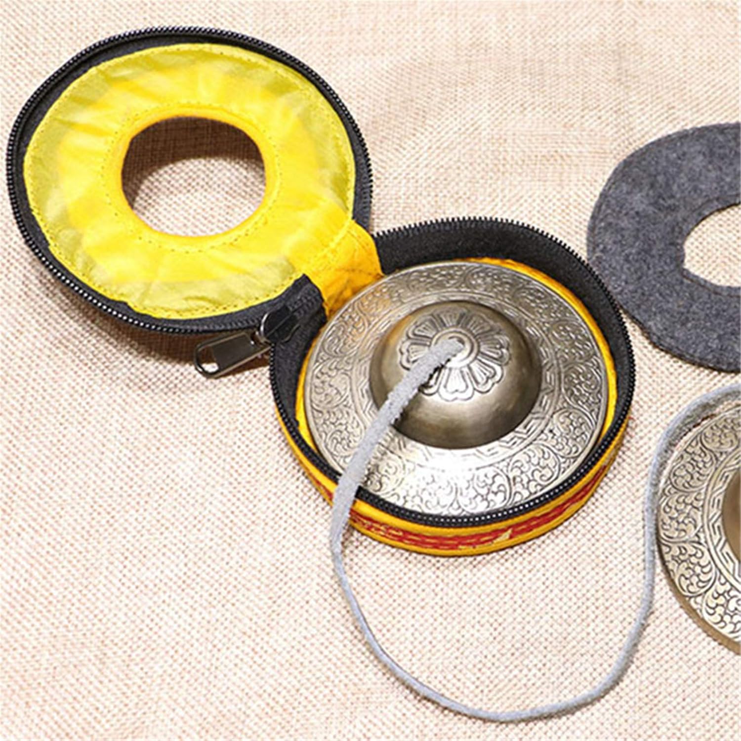 Tibetan Tingsha Bell Set - Tibetan Cymbals - for Sound Healing, Yoga, Meditation, and Mindfulness,Handmade in Nepal,Made of Bronze,Cloud Pattern,9cm/3.5 inch