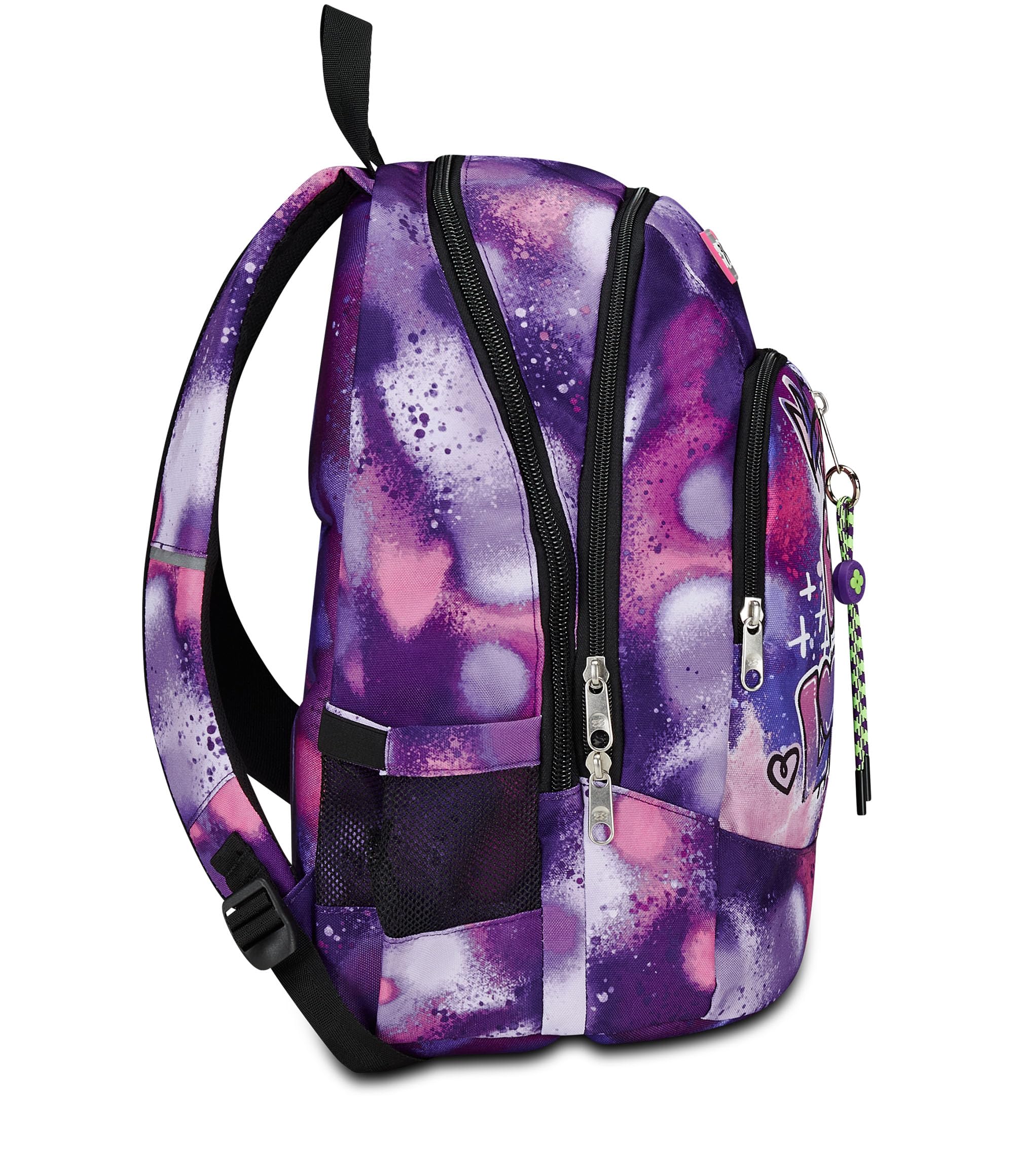 Seven Zaino Scuola Advanced, Viola, Bubble Street, Zaino Doppio Scomparto Con Supporto USB, Tasca Porta PC o Tablet, Tasca Porta Borraccia e Organizer, Scuole Medie e Superiori, Bambina Ragazza