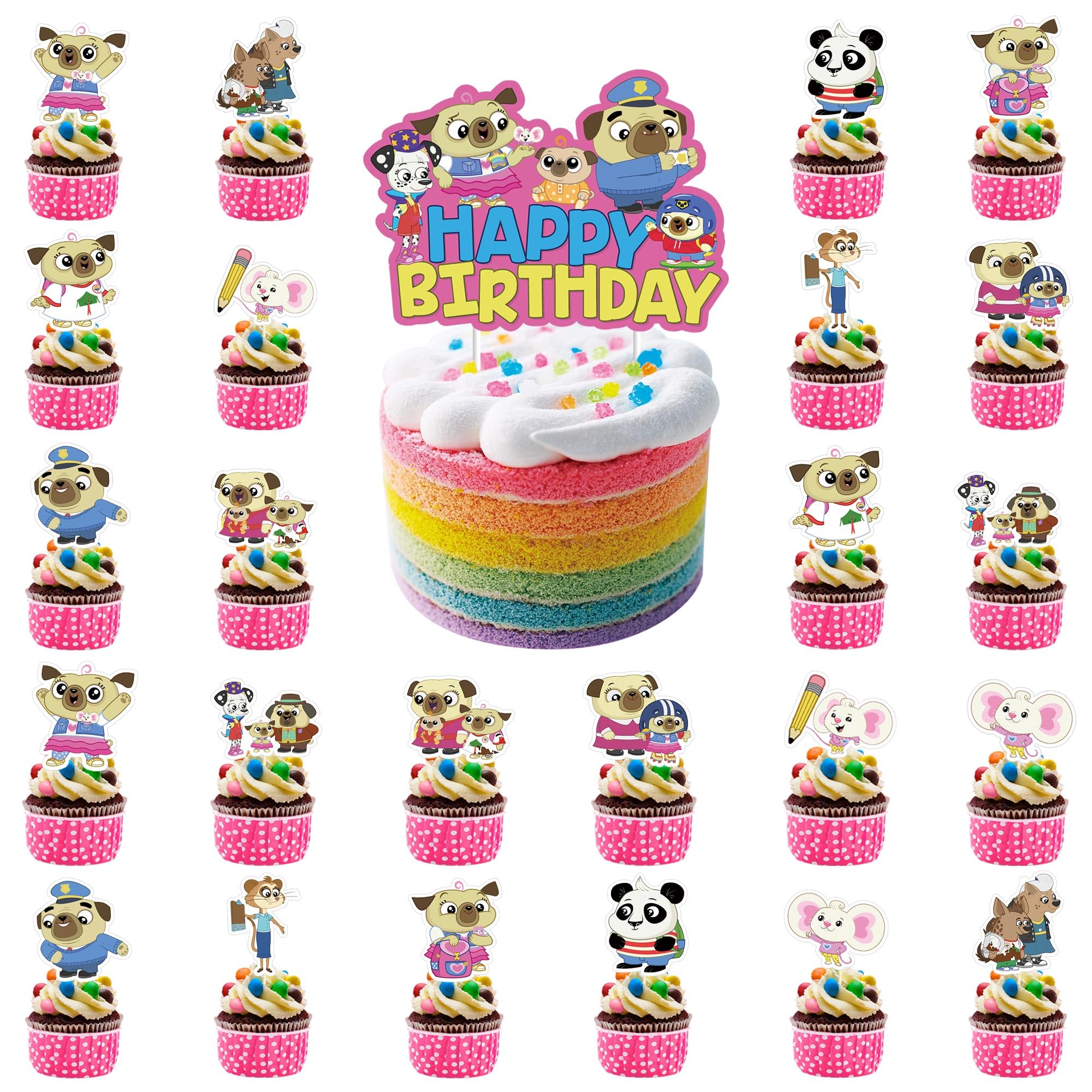 25 Pcs Potato Cake Toppers Set - Birthday Cupcake Decorations, Potato Party Supplies, Cute Potato Theme Decor