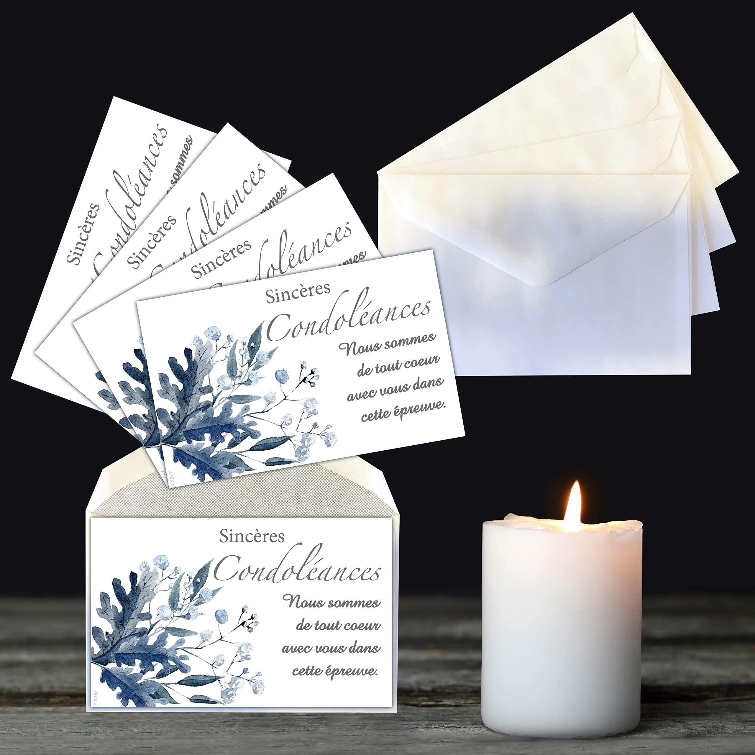 Afie C5267 Pack of 5 Thank You Cards 135 x 85 mm with 5 White Envelopes - Blue Oak Leaves, Blau, 13.5 x 8.5 cm - Image 3
