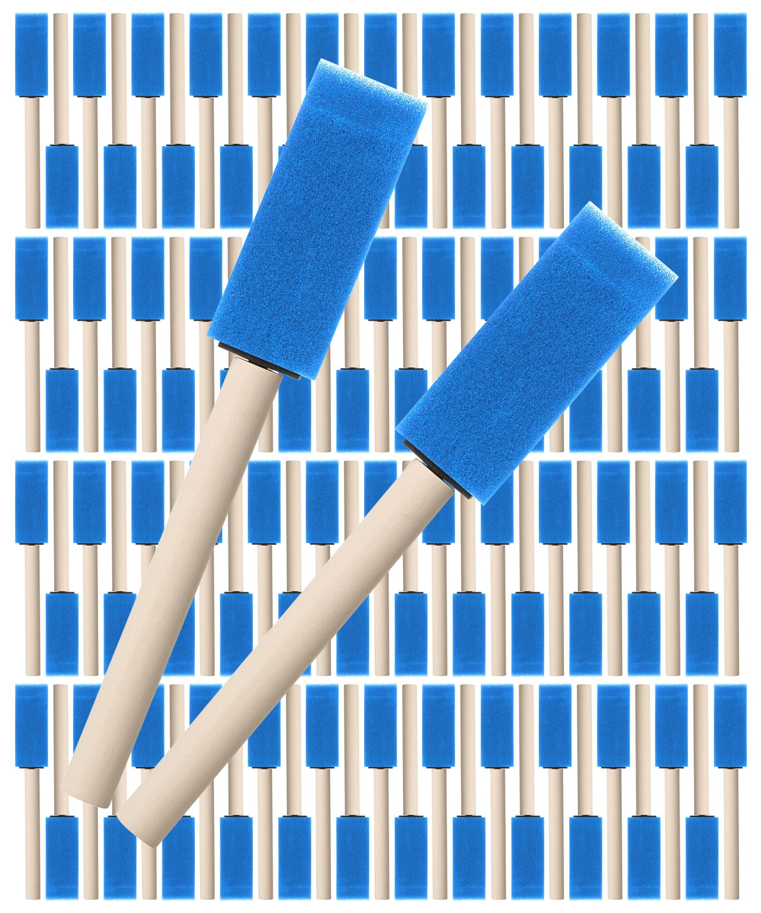 Bates- Foam Paint Brushes, 1 Inch, 100 Pack, Blue Foam Brushes for Painting with Lightweight Wooden Handles