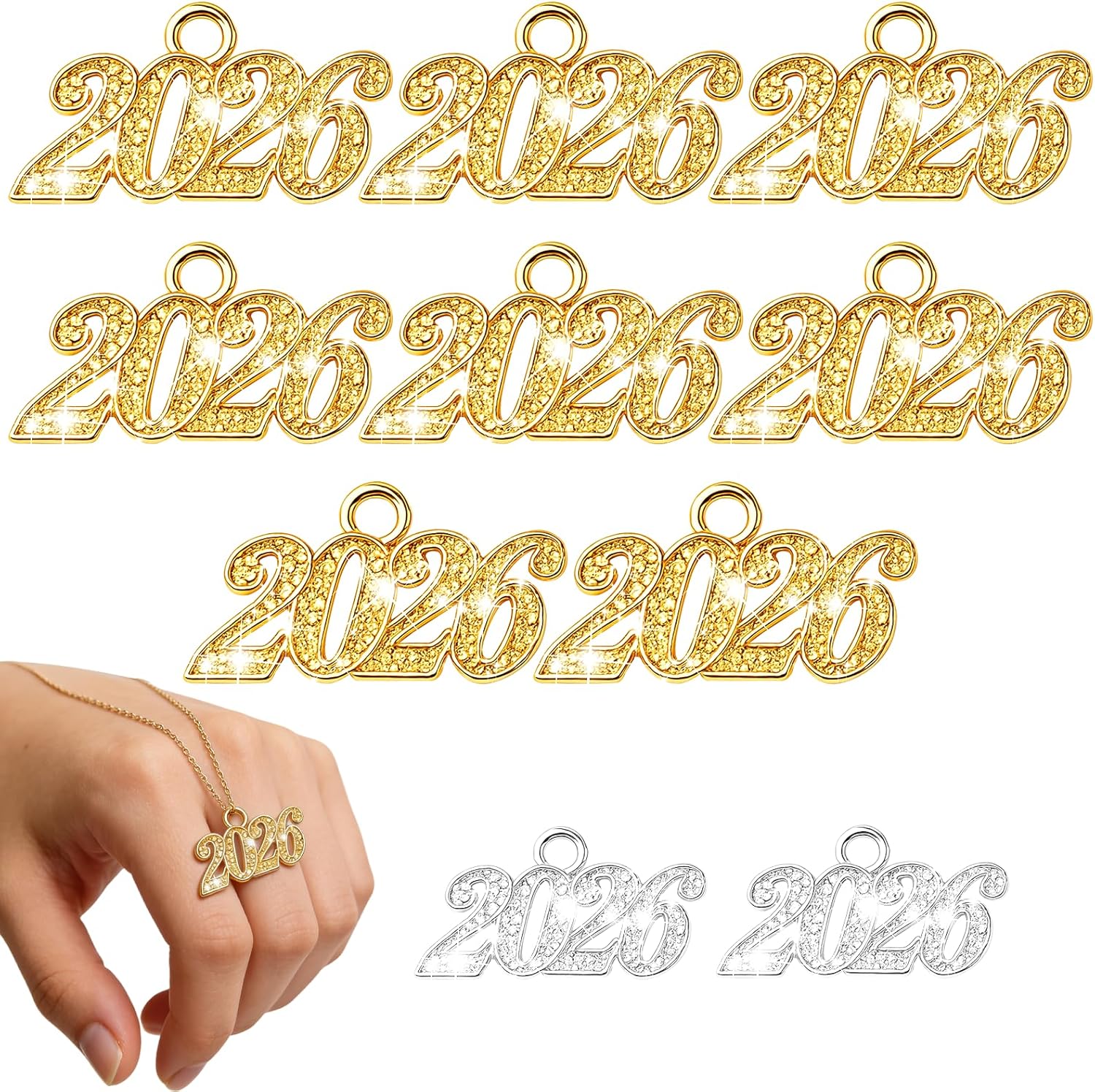 10PCS 2026 graduation charms, 2026 charms for crafts-Metal Year Signet 2026 DIY Pendant Charms, Mini Jewelry Making Signet Charm Accessories for Diy Necklace, Bracelet, Earrings, Keychain 