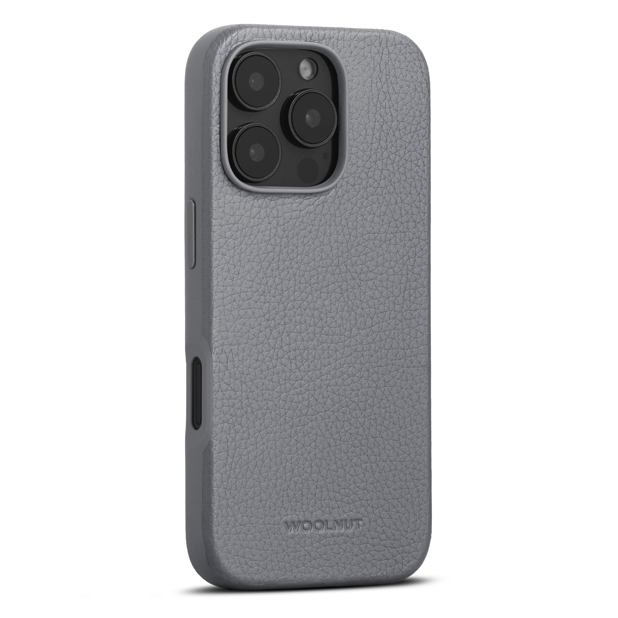 WOOLNUT Leather Case for iPhone 16 Pro, Grey, Scandinavian Full-Grain Leather, Compatible with MagSafe, Slim TPU Sides - Image 3