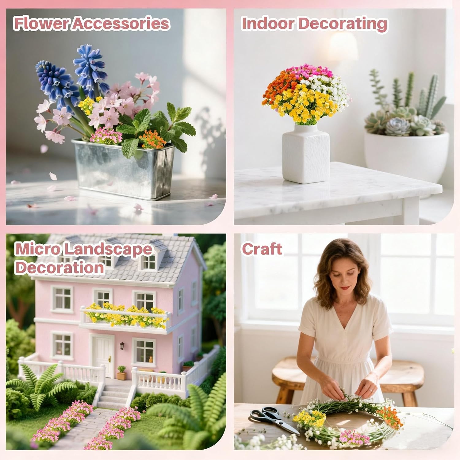 RAINFLOW Baby Breath Flowers Artificial Bulk - 100PCS Mini Flowers for Decoration Scrapbook Supplies Flower Garland Wedding Decorations for Reception Bouquet Accessories Home Decor Multicolor 3.74In
