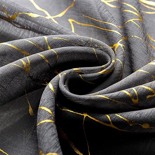 Miniatura 4 de Deeprove Cortinas Semitransparentes Grises de 63 pulgadas de Largo 2 Paneles, Estampado de Lámina Dorada de Rama de Árbol Metálico para Dormitorio