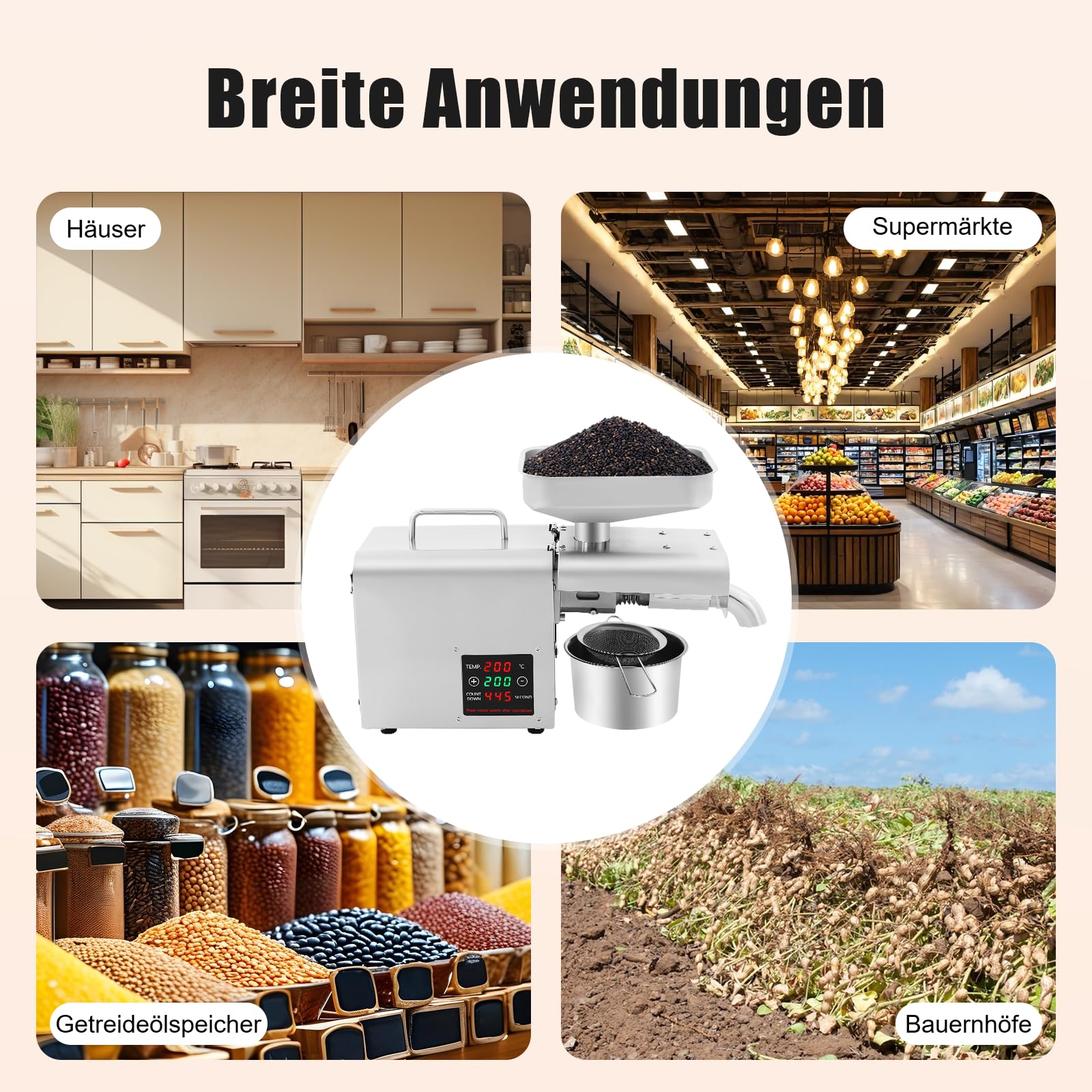 Edelstahl Ölpresse Heiß Kaltöl Extraktionsmaschine Elektrisch öl Automatische Ölpresse Maschine für Walnuss Erdnuss Sonnenblumenkerne