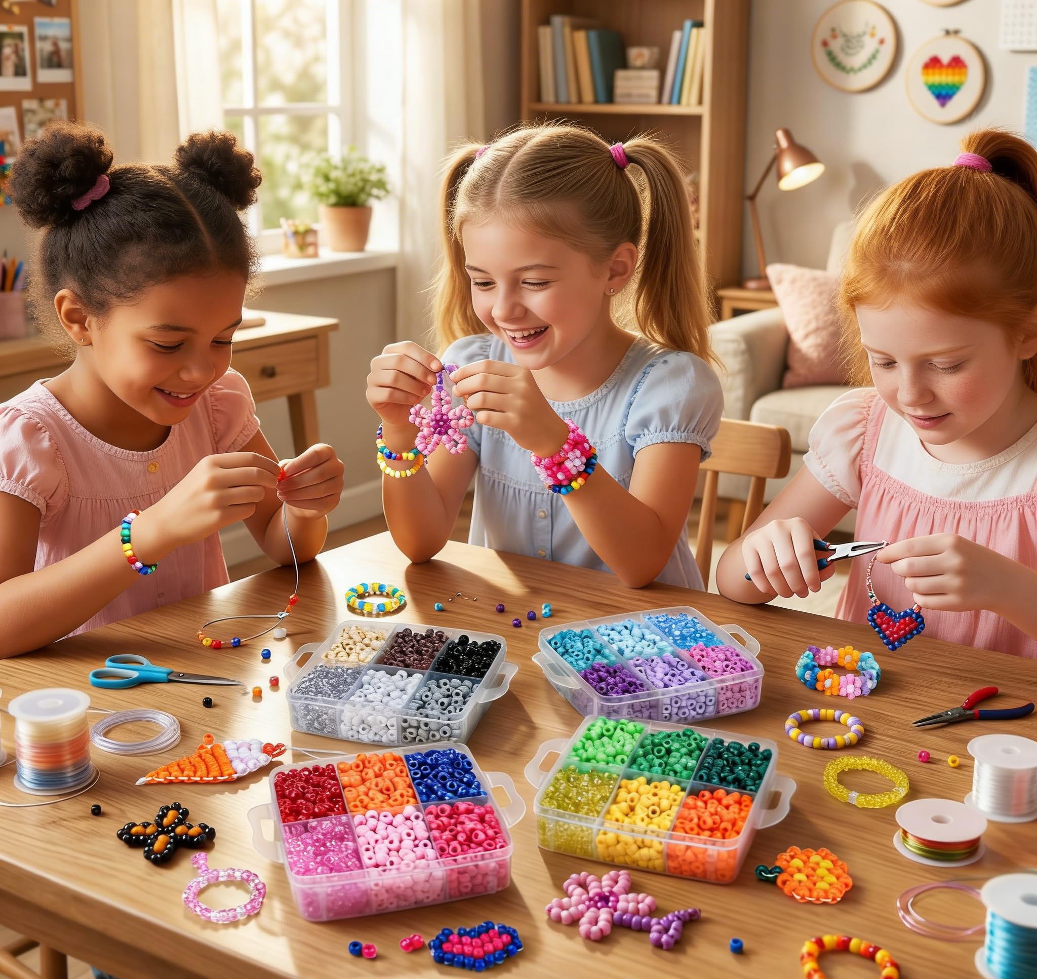 4800PCS Pony Beads Bulk, 24 Colors Kandi Beads 6x9mm Large Hole for Friendship Bracelets, Jewelry Making, Hair Braiding, DIY Art Craft - Shockproof Protective Gift Packaging - 5