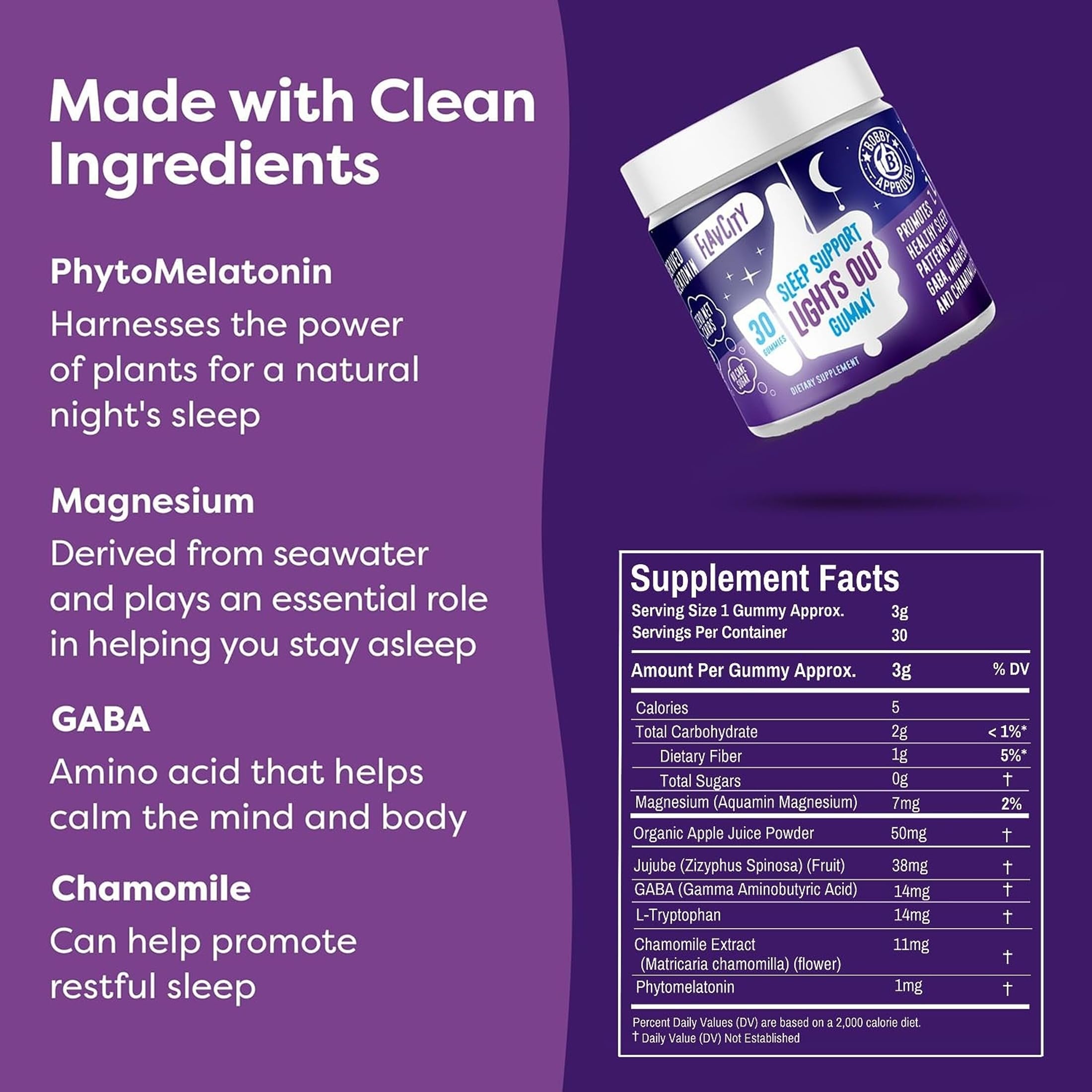 FlavCity Lights Out Sleep Gummies, Melatonin & Magnesium, 30 Count — Amazon image 2