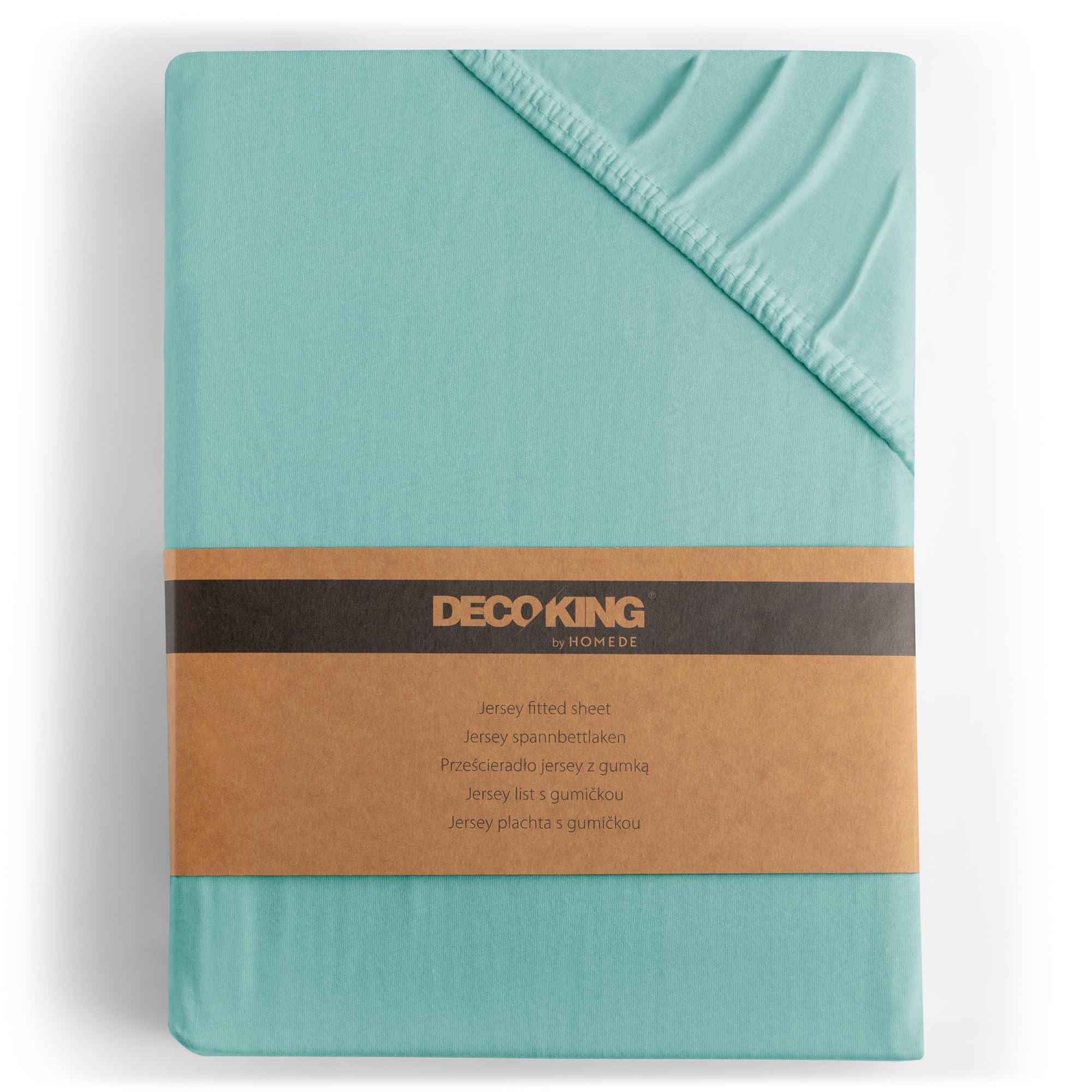 DecoKing Fitted Sheet Double 100% Combed Cotton Soft Jersey Bed Sheet 120x200-140x200 cm Light Turquoise Amber