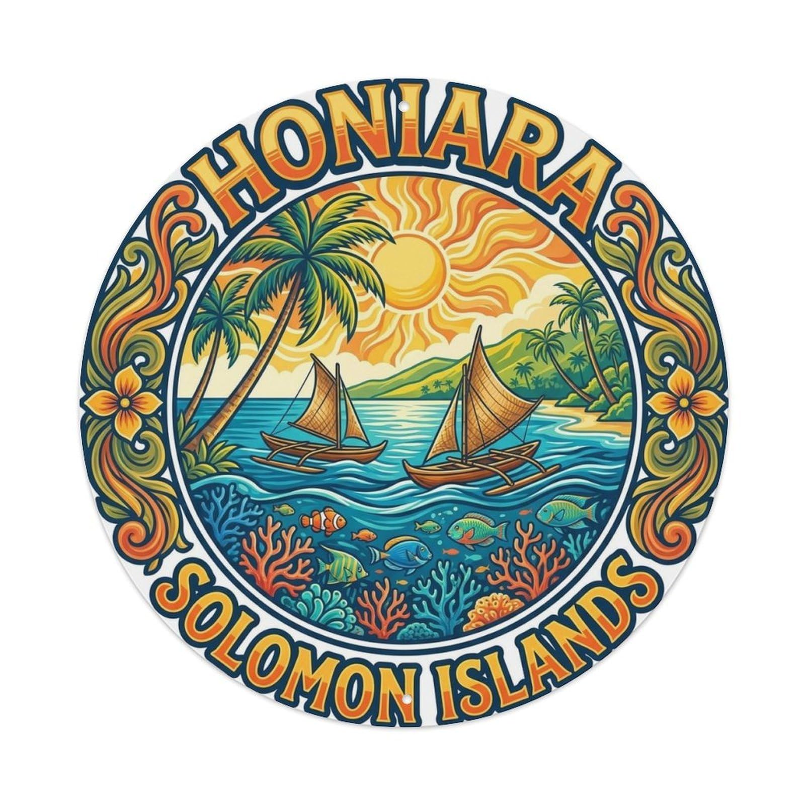 Olyhtr 8X8inch Classic Style Travel Solomon Islands Honiara Pacific Island Classic Metal Tin Sign