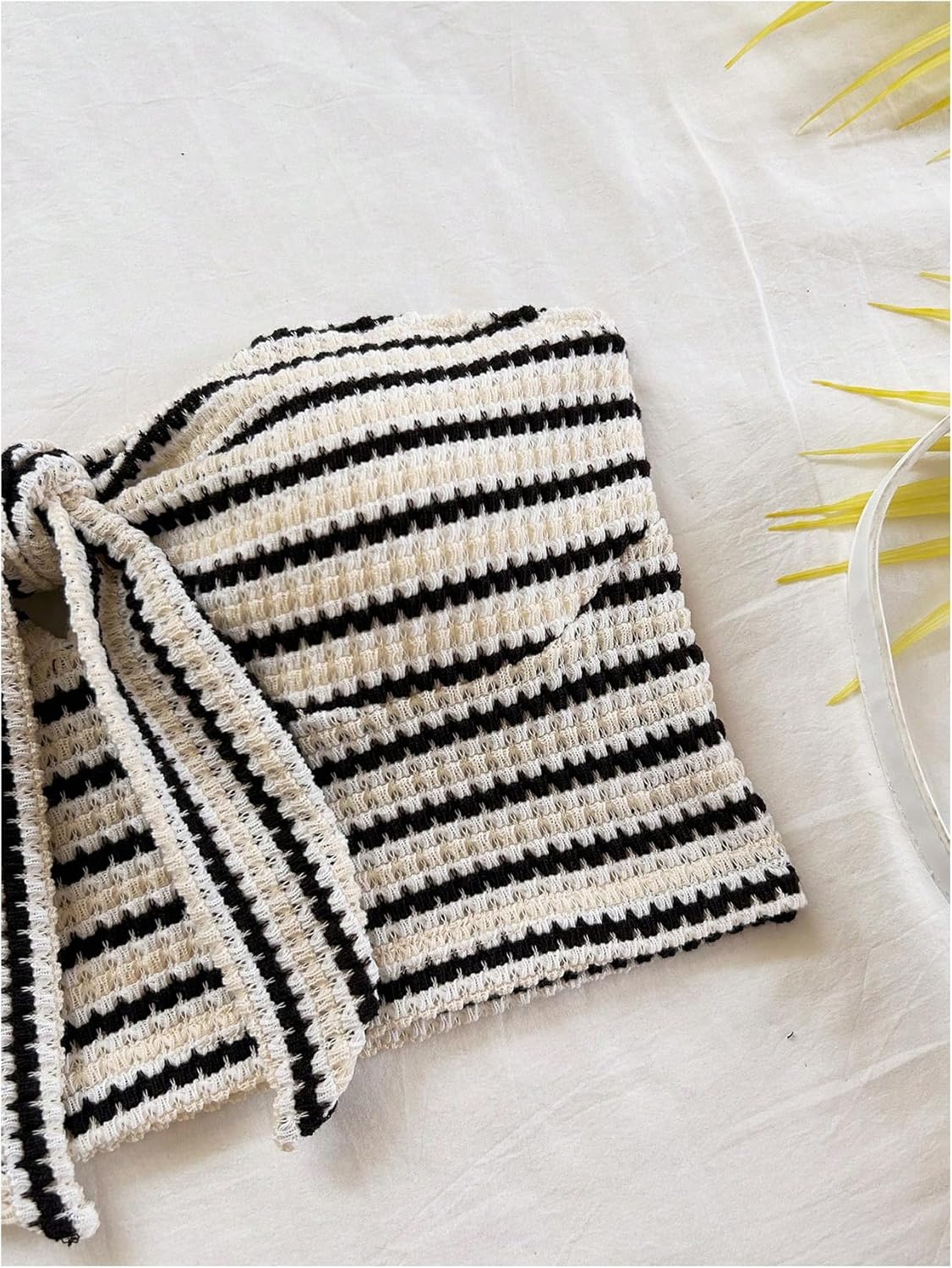 GORGLITTER Women's Two Piece Striped Knot Bandeau Crop Top and Shorts Set Fall Matching Vacation Outfits Summer Y2K - Image 3