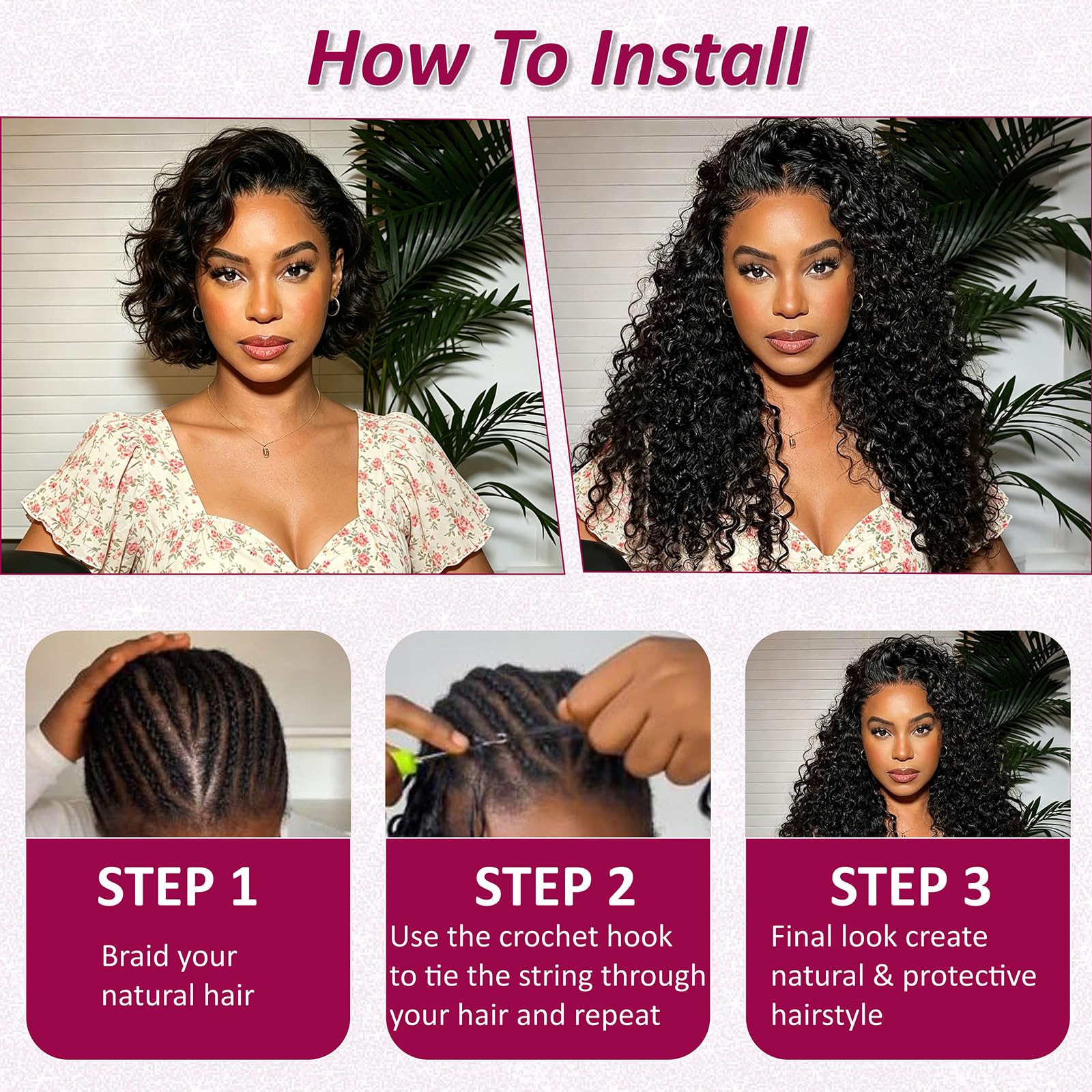 100% Human Hair Crochet Extensions