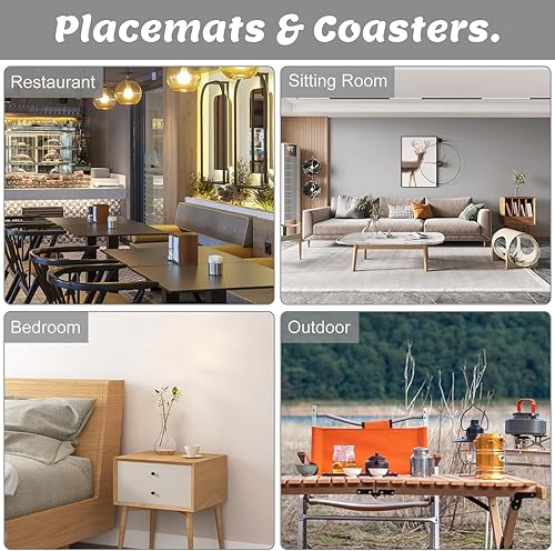 Miniatura 6 de Hebaogugu Juego de 6 alfombrillas de algodón para salvamanteles de 7 pulgadas para platos calientes, posavasos para mesa, resistente al calor para