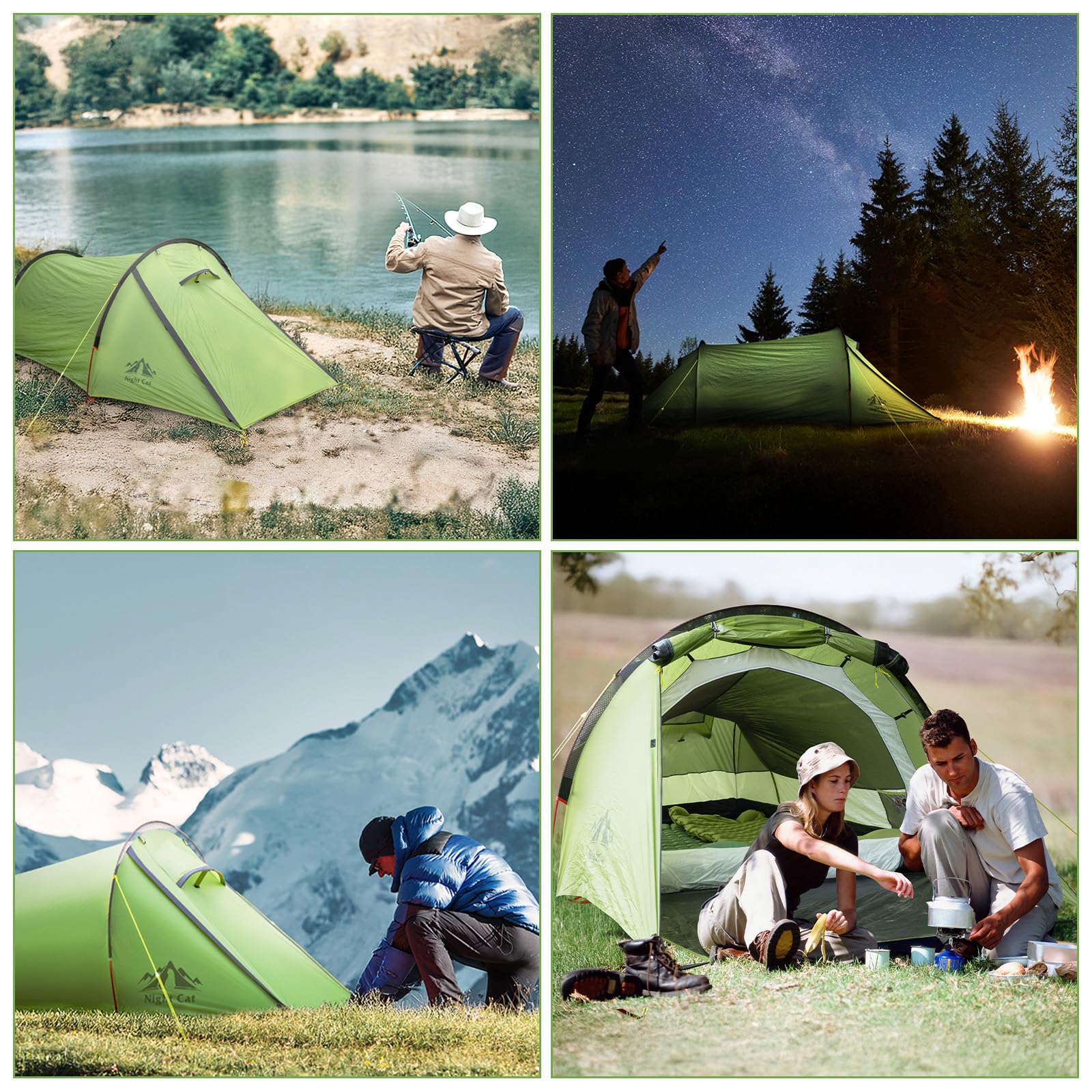 Night Cat Tiendas de Túnel 1 2 Personas: Ultraligero 1.5kg Impermeable Profesional Tiendas Camping Trekking