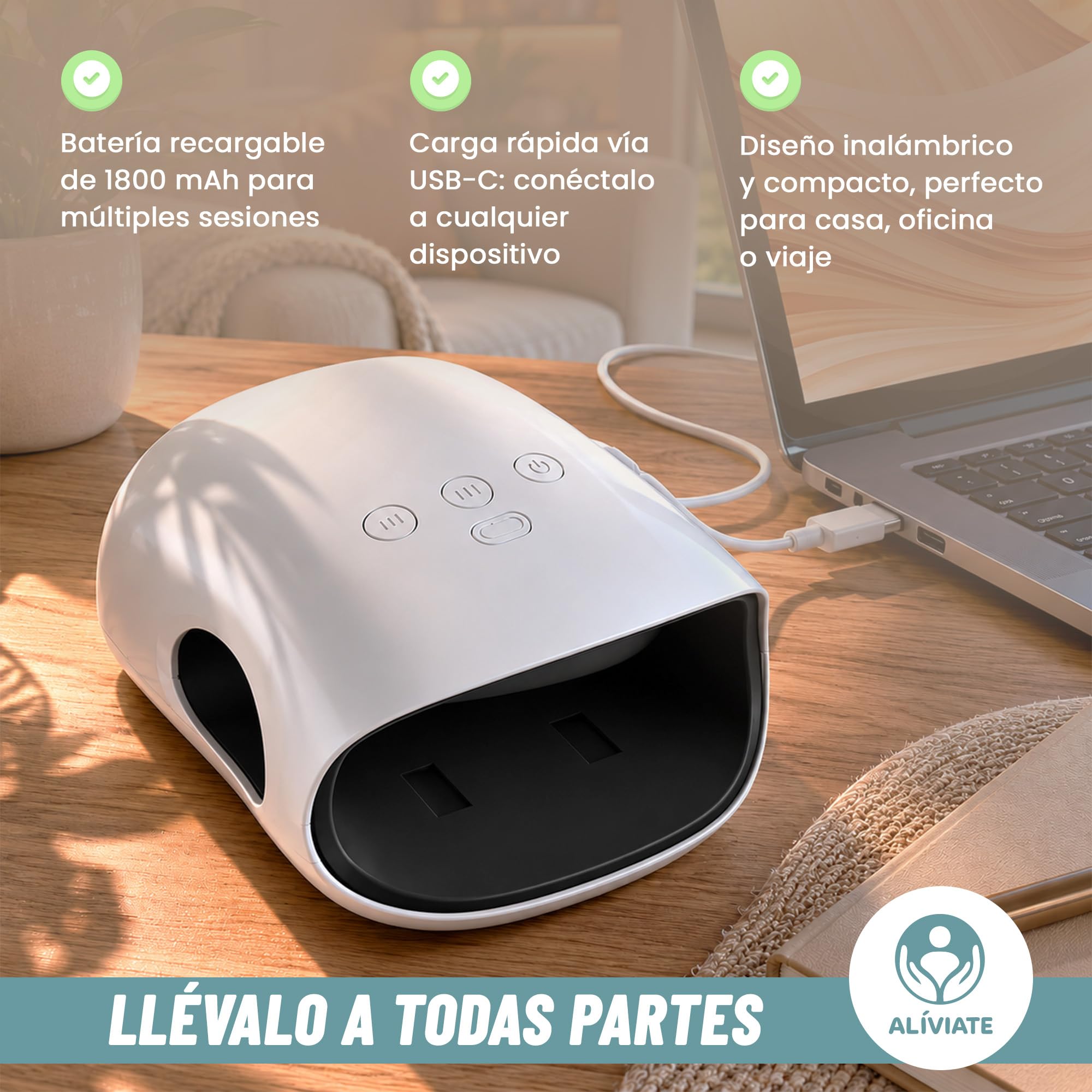 ALIVIATE - Masajeador de Manos Electrico con Calor - Guante Artritis Manos Aliviante con 3 Modos y Temporizador - Masajeador Tunel Carpiano Ideal para Regalo.
