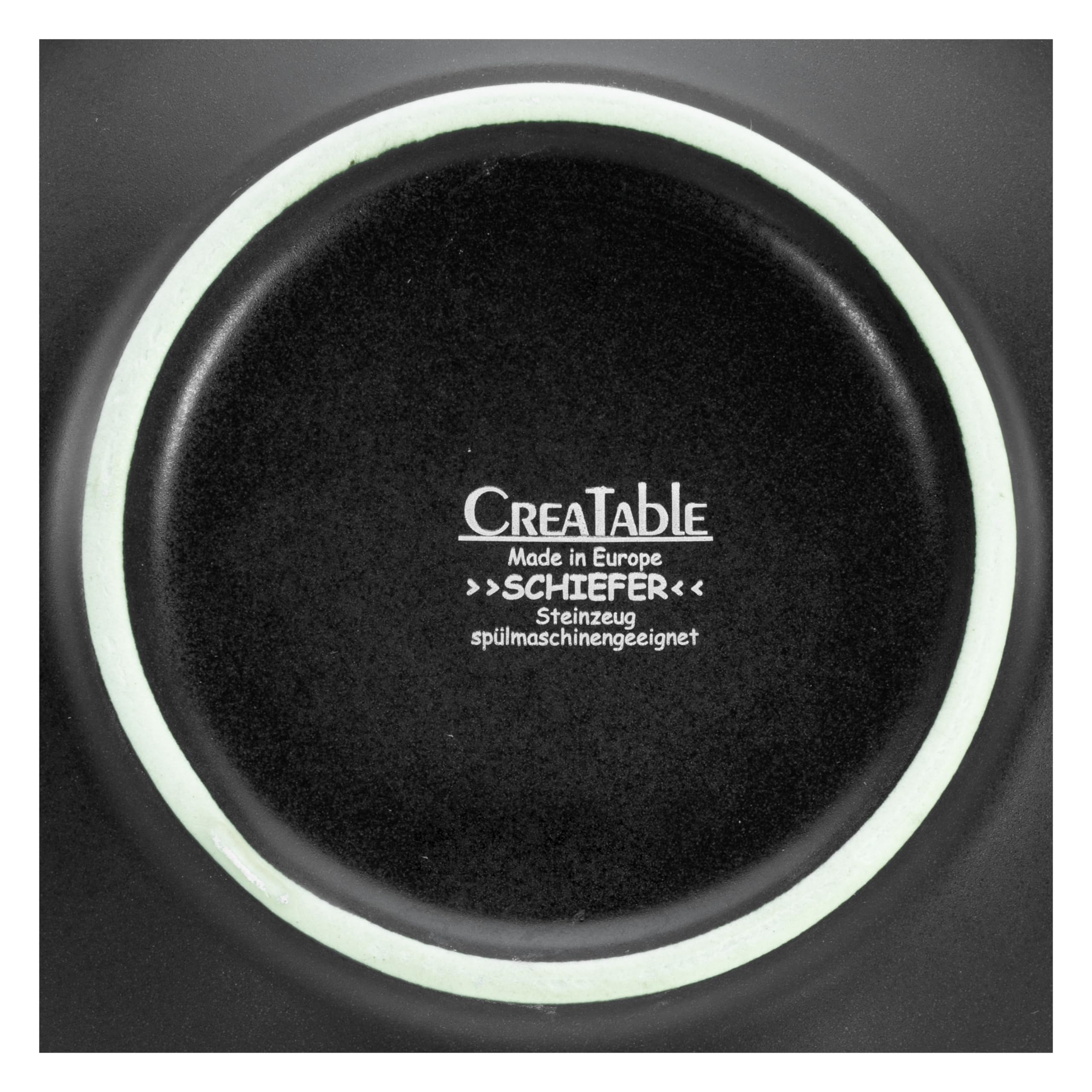 CreaTable, 21822, Serie Schiefer black, 4-teiliges Geschirrset, Teller Set aus Steinzeug