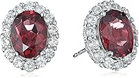 Vista 1 de Tienda Collection Sterling Silver White Sapphire Halo Oval Stud Earrings