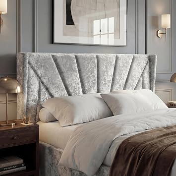 Blisswood Double Ottoman Bed Frame, Velvet Upholstered Bed Frame with Headboard, UKFR Wooden Ottoman Storage Bed with Gas Lift End Opening, 4ft6 Double Bedroom Furniture (Crushed Velvet, 145 x 205cm)