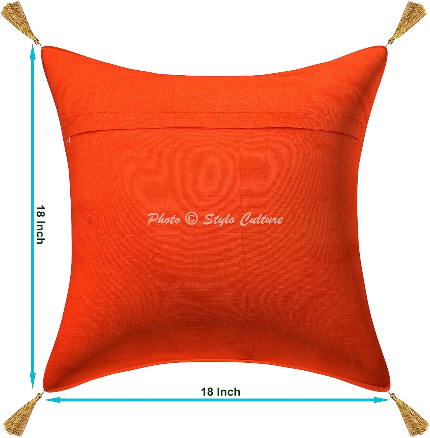 Ethnic Decorative Couch Sofa Toss Throw Pillow Cases 45x45 cm Brocade Bedroom Orange Peacock Jacquard Tassels Square Luxury Zippered Bohemian 18x18 Inch Cushion Covers - 2 Pcs