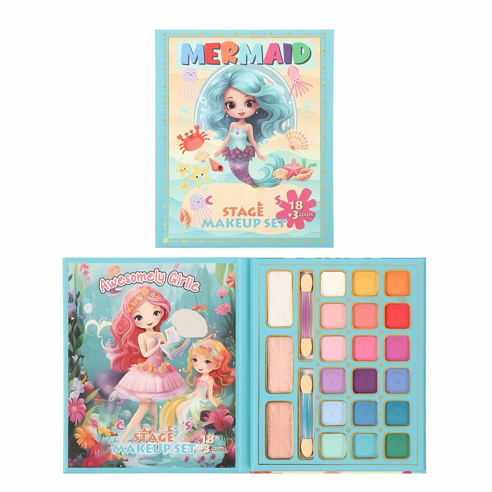 MockTota Schminkset Mädchen, Ungiftig Und Abwaschbar Make-Up Set Mädchen, Karneval Schminke SchminkSet, DIY Prinzessin Makeup Set for Girls, Schminkpalette