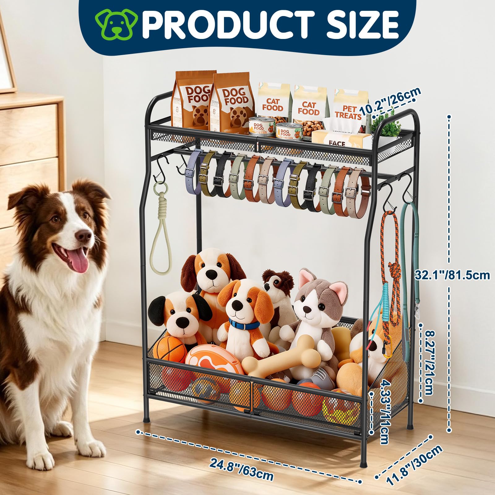 REFLYING Scaffale Organizer Cane in Metallo per Accessori Animali
